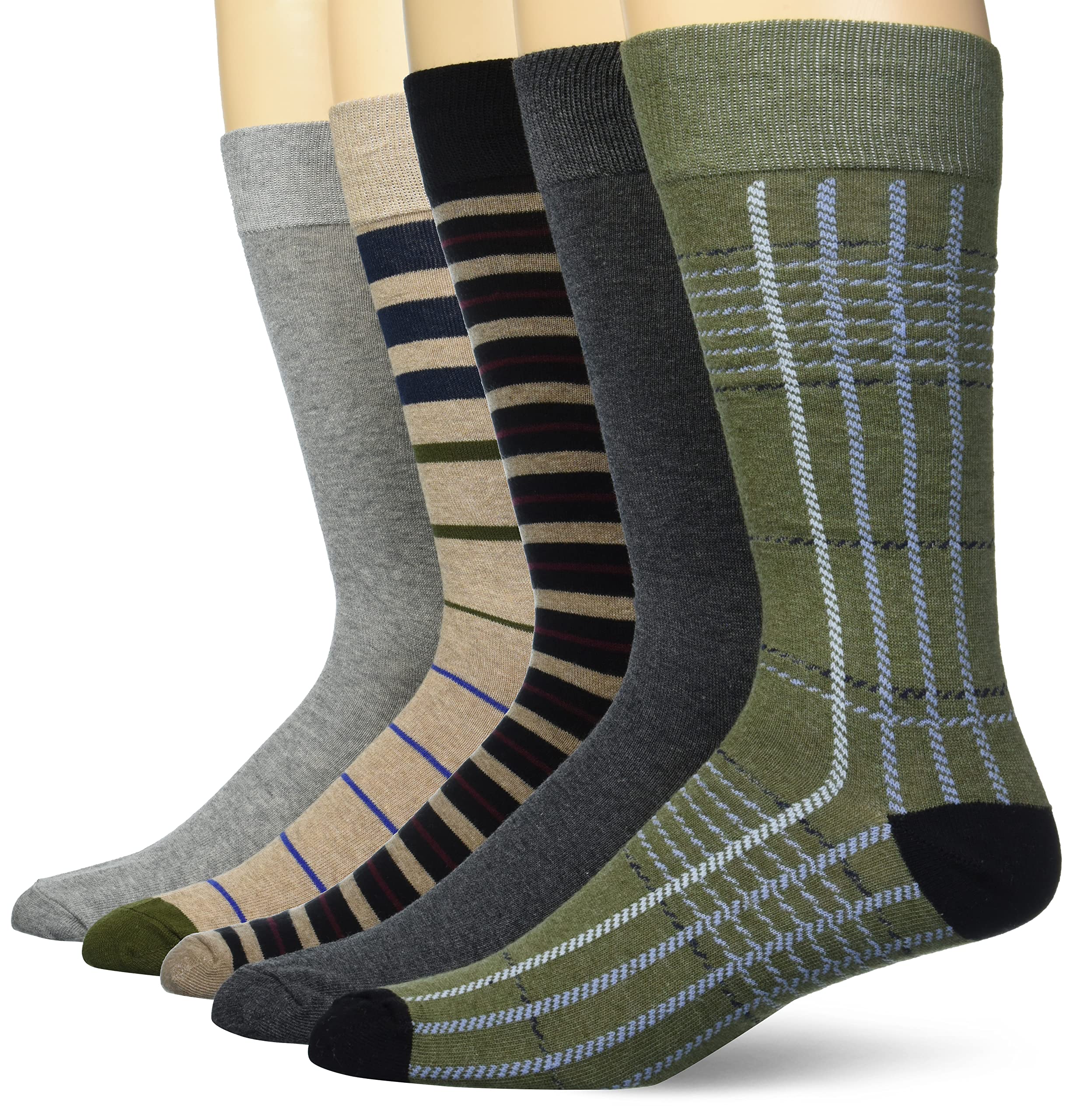 Amazon Essentials Men's Comfortable Patterned Dress Socks - 5 Pairs Pack for Business, Office & Formal Occasions