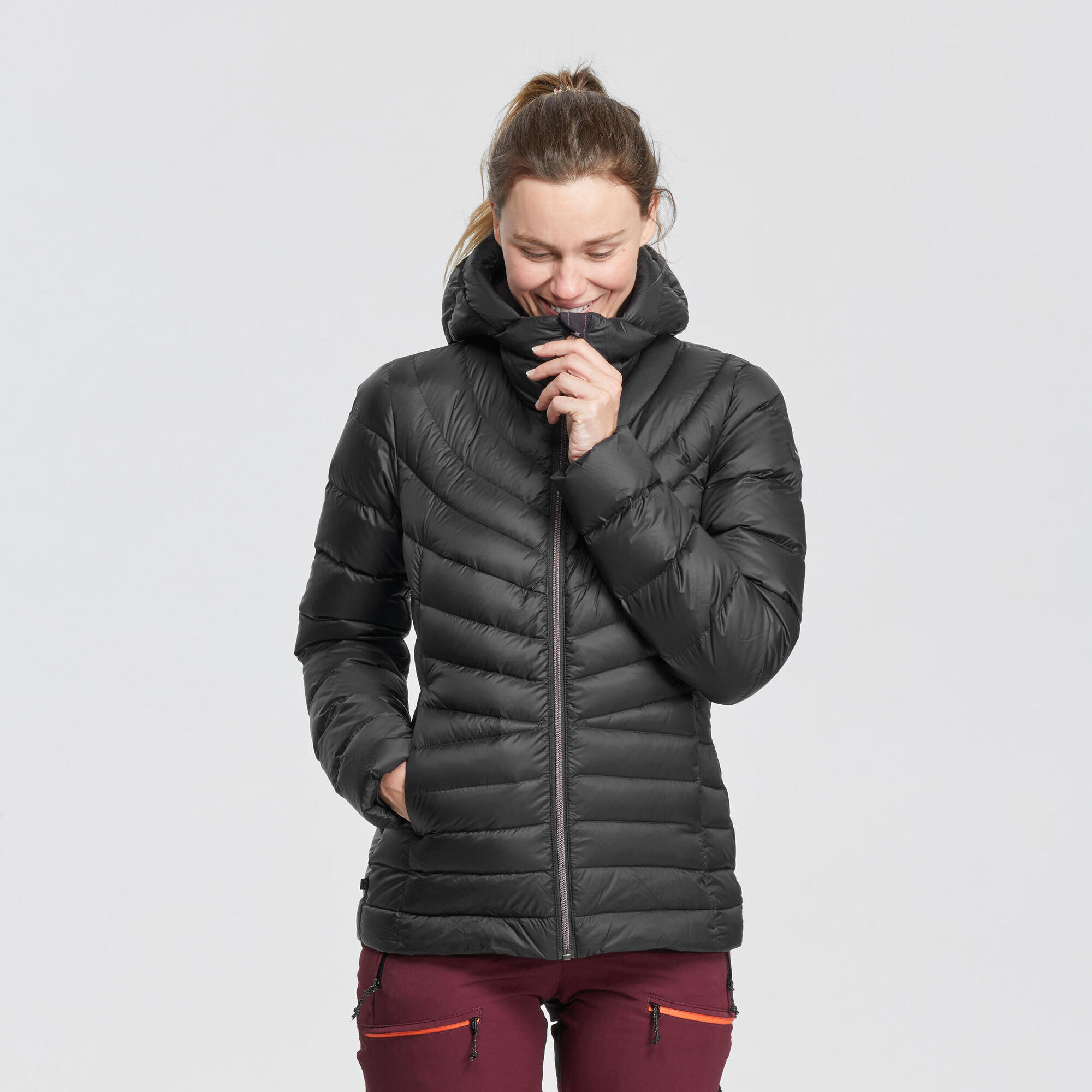 Forclaz Women's MT500 Hooded Down Puffer Jacket - Lightweight Winter Coat, Waterproof Windproof Insulated Jacket for Hiking, Skiing & Outdoor Activities