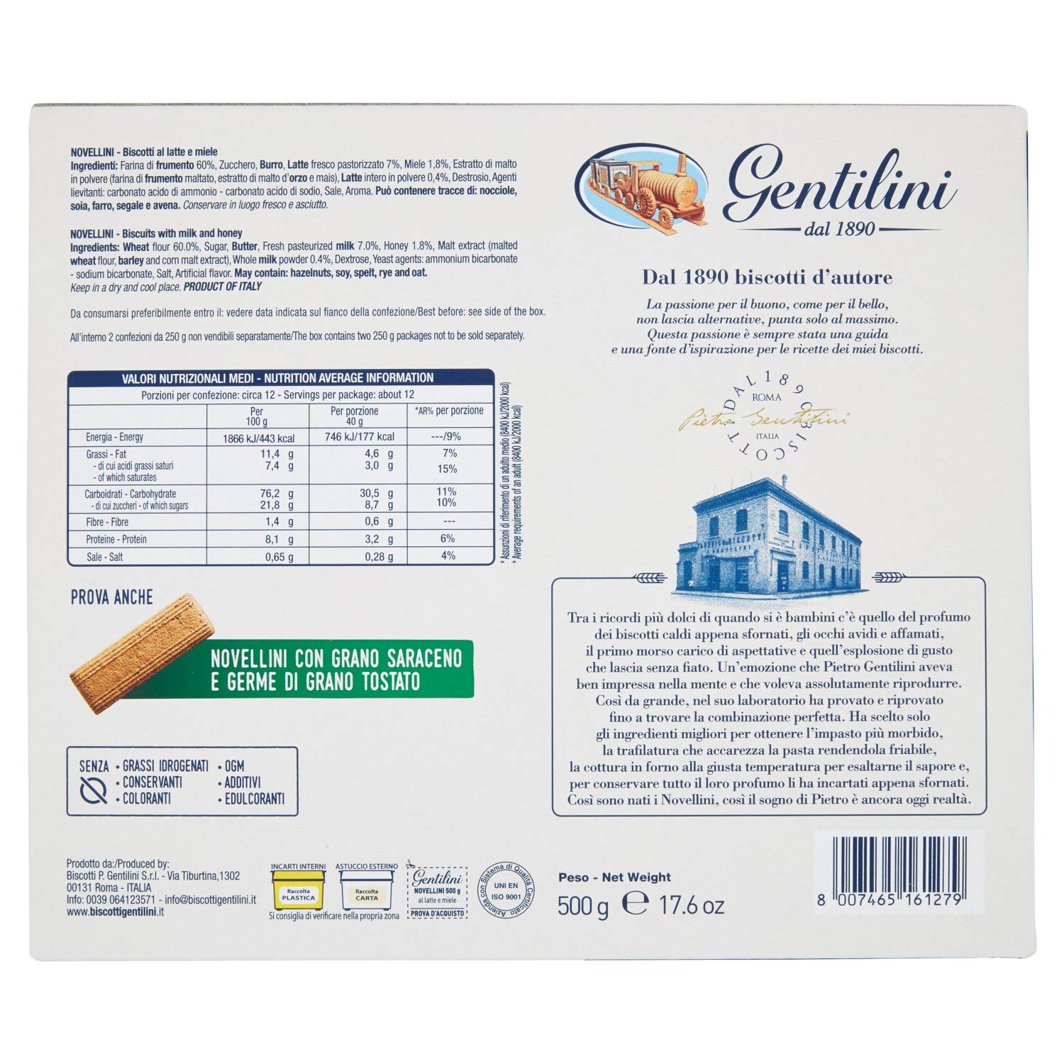 Gentilini Novellini Italian Pasta - 500g Pack | Premium Durum Wheat Semolina Pasta for Authentic Italian Dishes | Perfect for Spaghetti Carbonara, Pasta Salad & Family Dinners