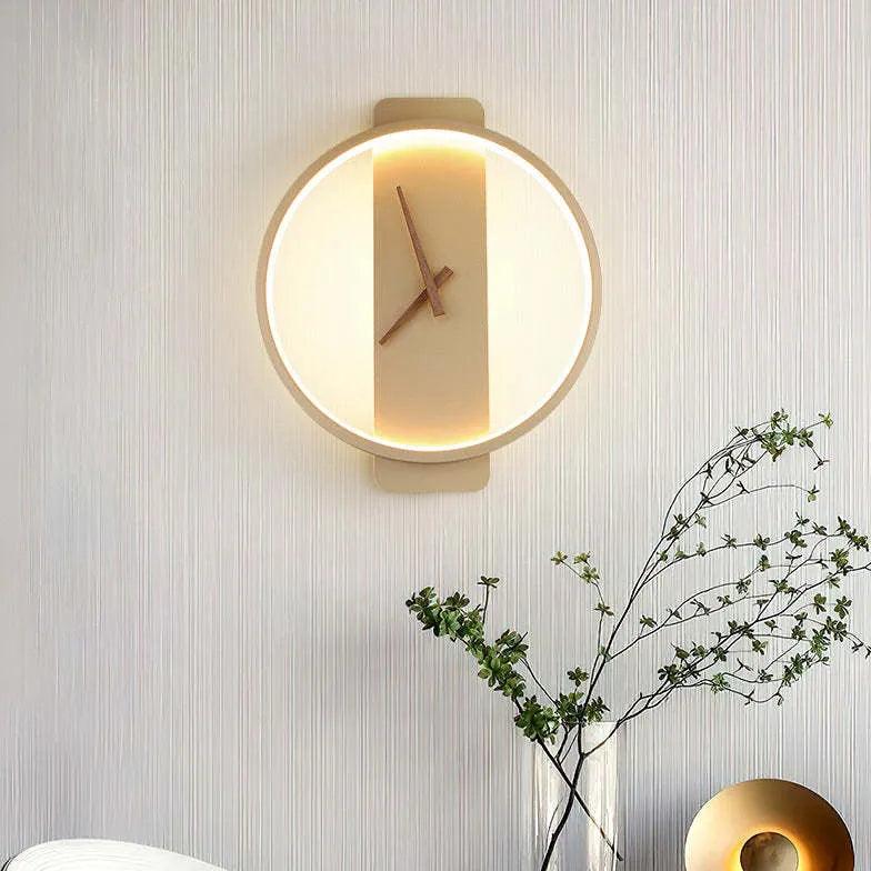 Modern Round Gold Flush Wall Clock Lamp - Stylish Home & Office Decor for Living Room, Bedroom, or Entryway