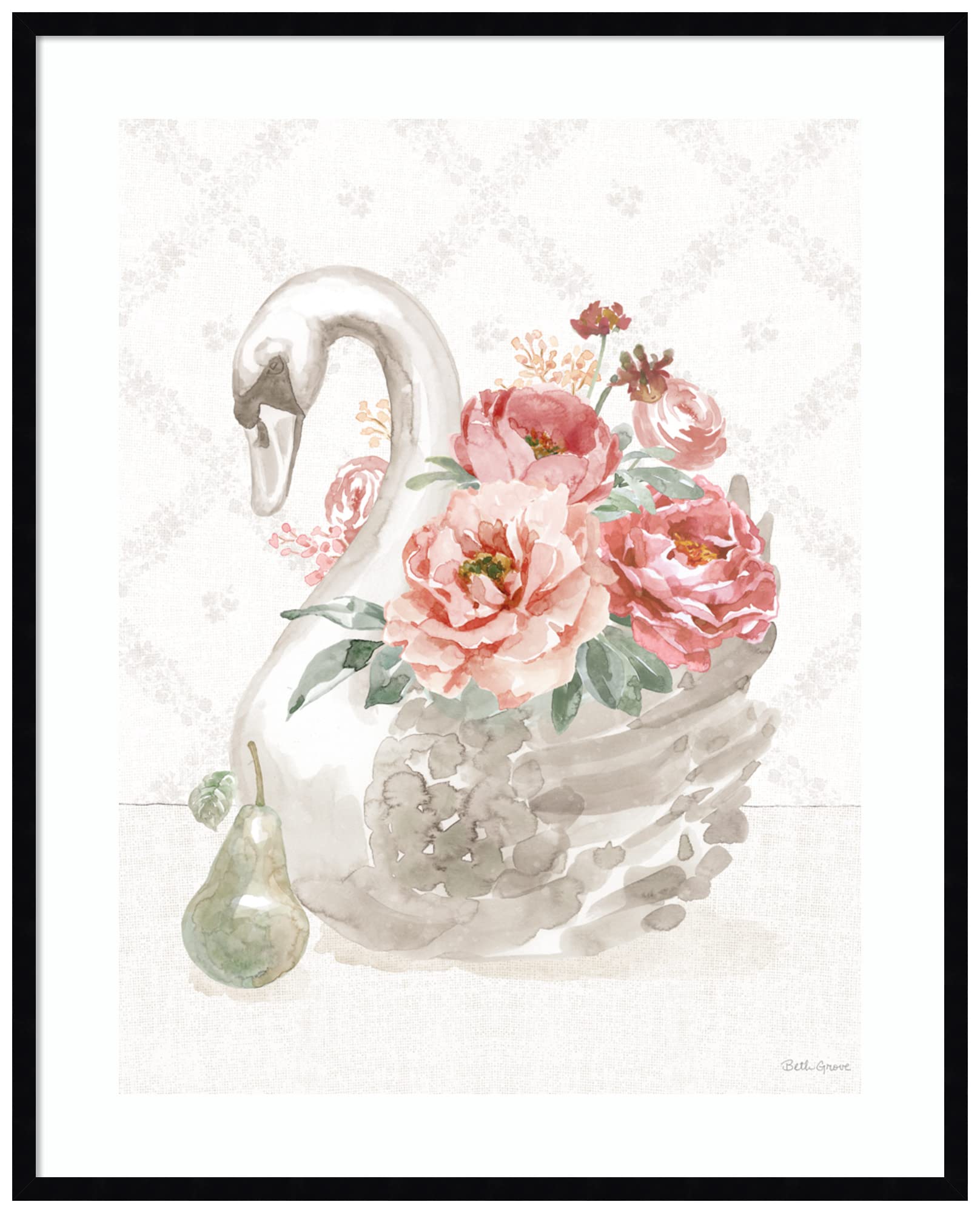 Beth Grove Timeless Romance IV Wood Framed Wall Art Print - 33x41 Inches, Svelte Noir Black Frame - Large Home Decor for Living Room, Bedroom & Office