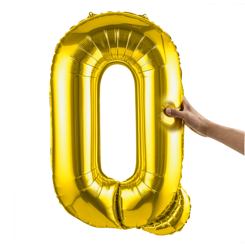 Balloonify Gold Mylar Letter Q Balloon - 40 Inch Large Foil Alphabet Balloon for Birthday Party Decorations, Baby Showers & Graduation Celebrations - 1 Count Box