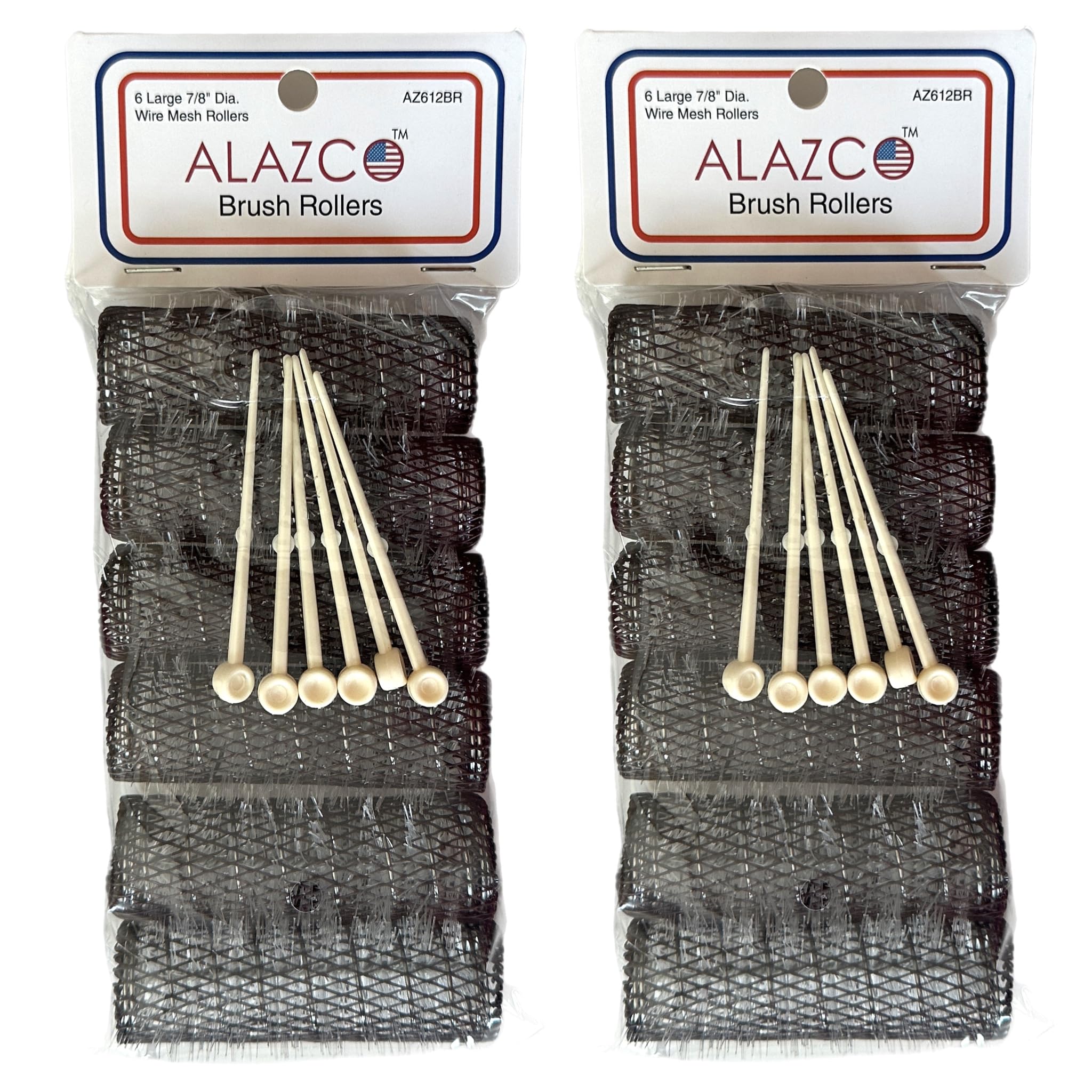 Vintage Style Hair Rollers Set - 12 Pack Mesh Hair Curlers with Bristles & 12 Pins (3