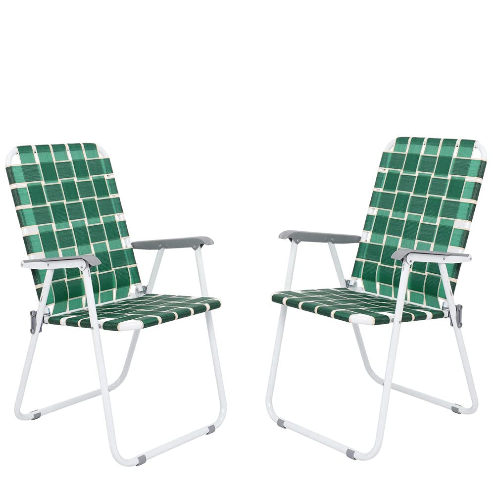 **JXMS 2 Pack Folding Camping Chairs for Adults - Heavy Duty Web Lawn Chairs, Patio Dining & Beach Chairs - Sturdy Webbed Design for Outdoor, Yard, Garden, Picnic, BBQ, and Travel (Dark Green)**