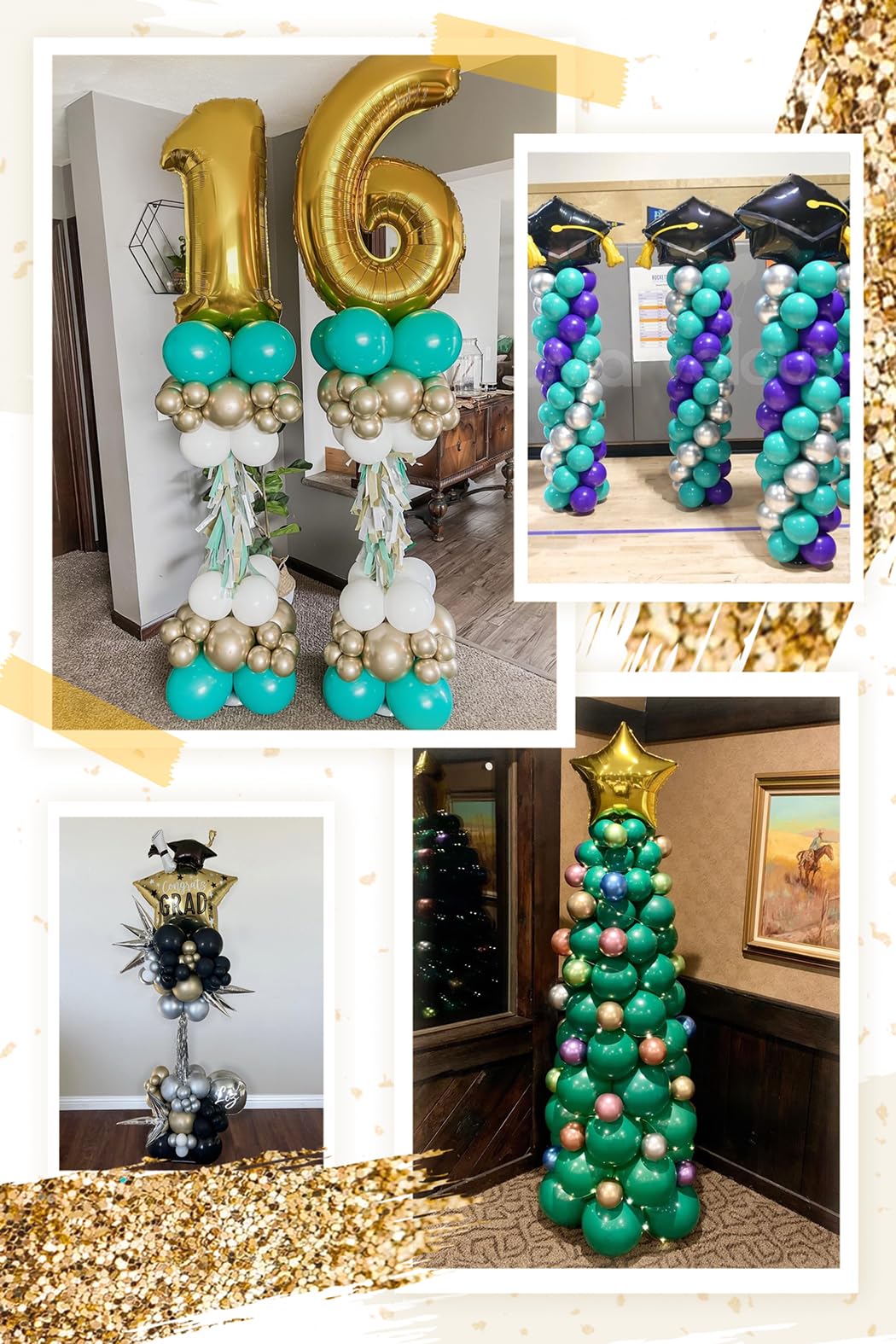LANGXUN 2 Sets Adjustable 7ft DIY Balloon Column Stand Kits - Perfect for Birthday, Wedding, Graduation & Christmas Party Decorations | Indoor & Outdoor Event Balloon Displays