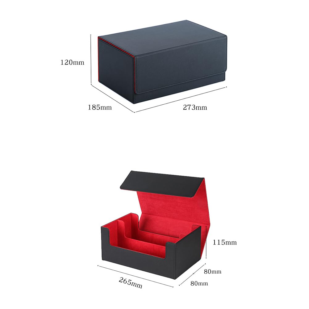 Premium Magnetic Card Deck Storage Box with Secure Closure - Red & Black | Holds Game Cards, Collectible Trading Cards & Board Game Accessories | Perfect for MTG, Pokemon, Yu-Gi-Oh! & Card Game Enthusiasts
