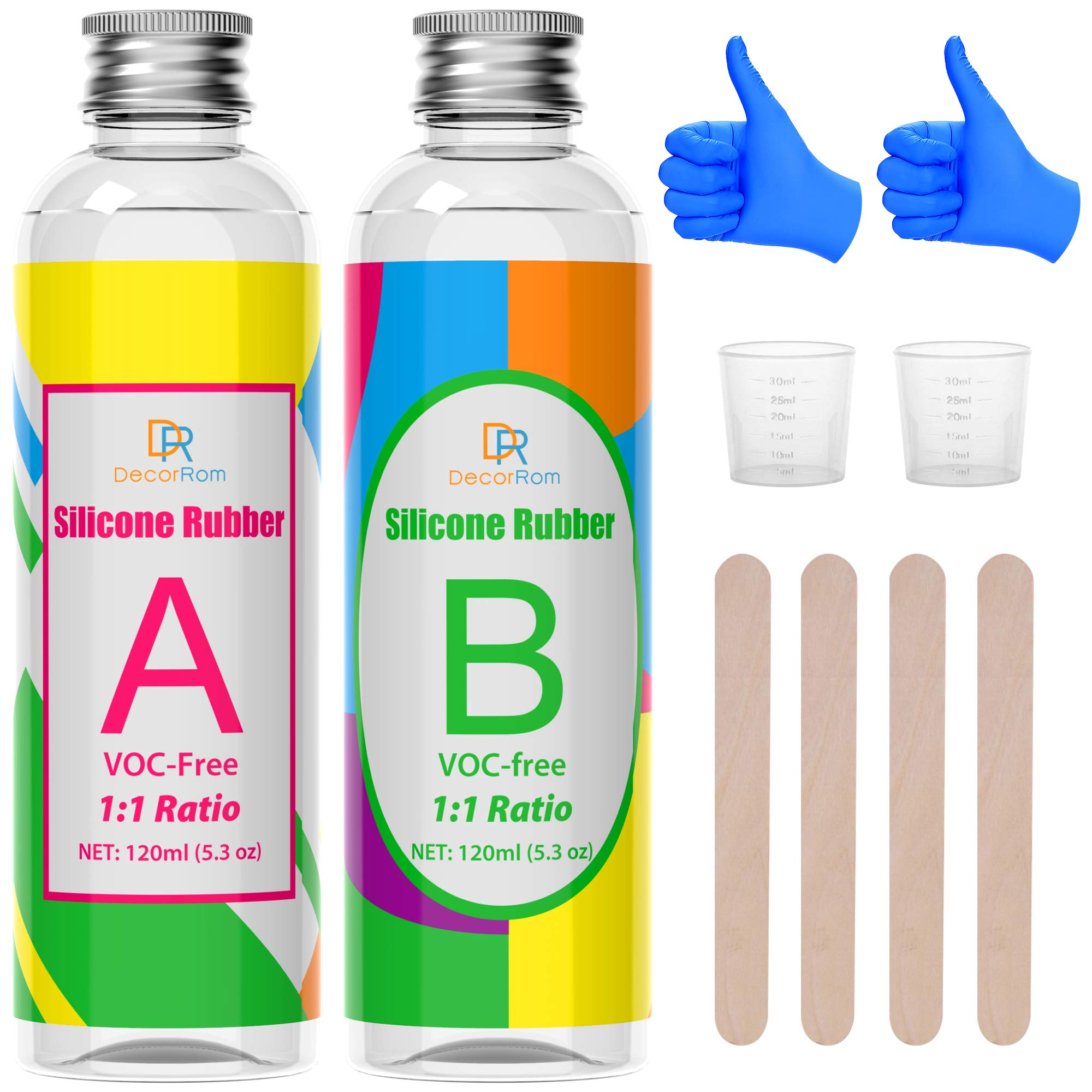 Premium Silicone Mold Making Kit - 10.6oz Liquid Translucent Silicone Rubber for DIY Epoxy Resin Molds, Jewelry Casting & Craft Projects - Easy 1:1 Mix Ratio - Perfect for Cake Decorating, Soap Making, Candle Molds & DIY Art Projects (240ml)