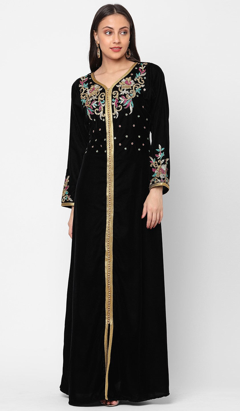 Custom Embroidered Takchita Gown for Women - Elegant Moroccan Kaftan Dress for Weddings & Special Occasions | Perfect for Bridal Showers, Henna Parties & Evening Events