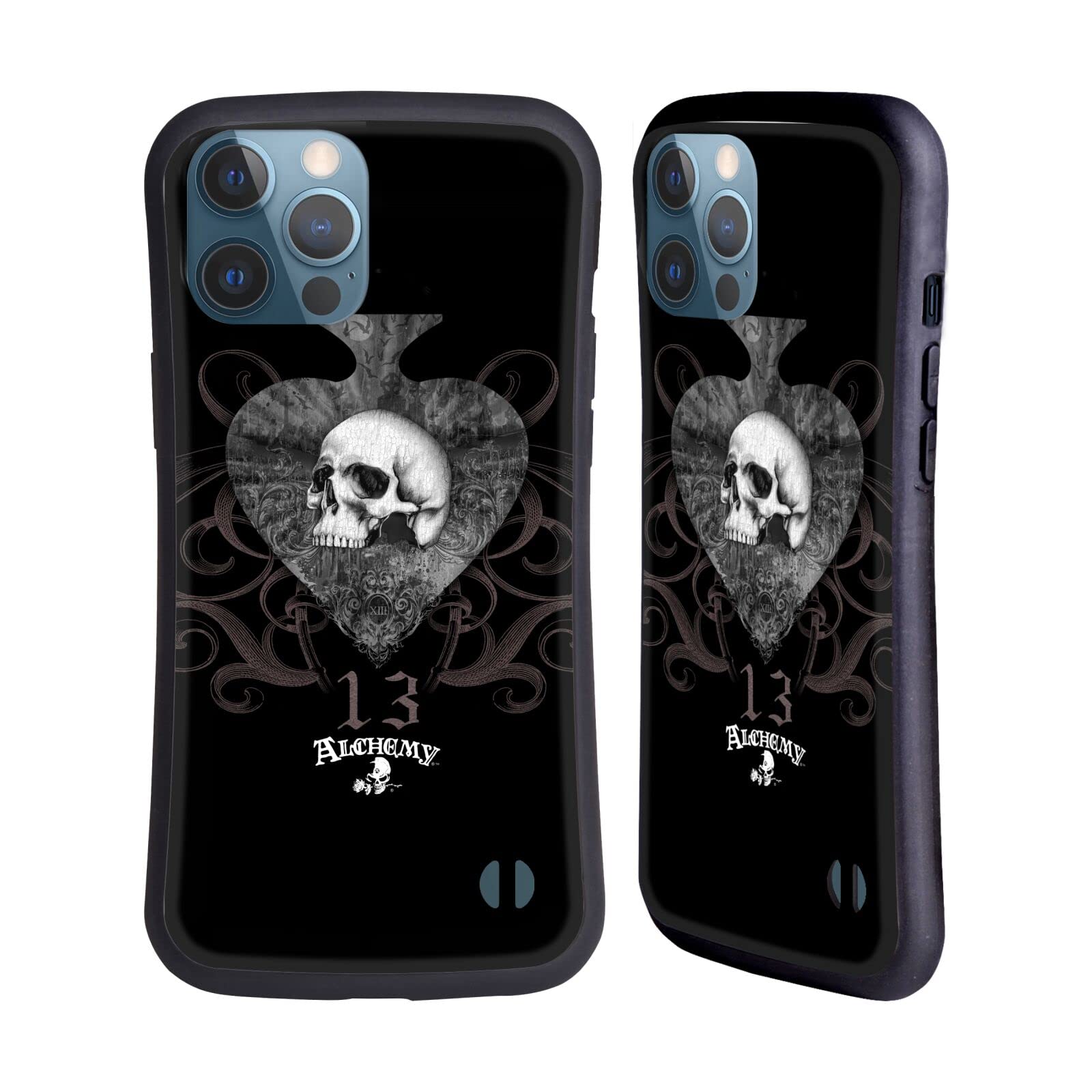 Officially Licensed Alchemy Gothic Death Club Skull & Cards Hybrid Case for iPhone 13 Pro Max - Gothic Style Protective Phone Cover for Everyday Use, Parties & Halloween