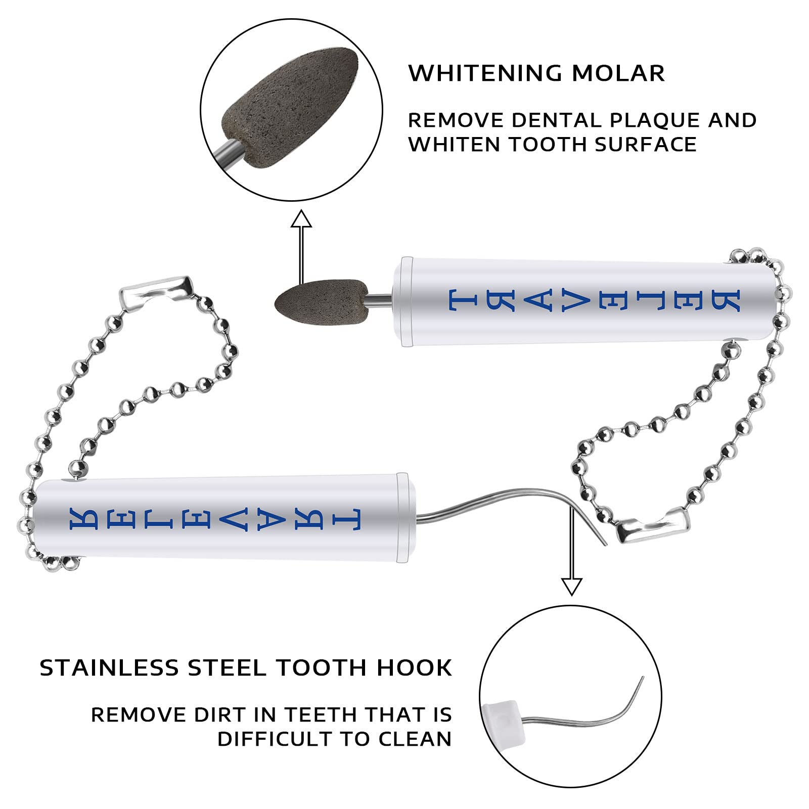 BLMHTWO 2-Piece Travel Dental Kit - Plaque Remover with Keychain & Case for On-the-Go Oral Care