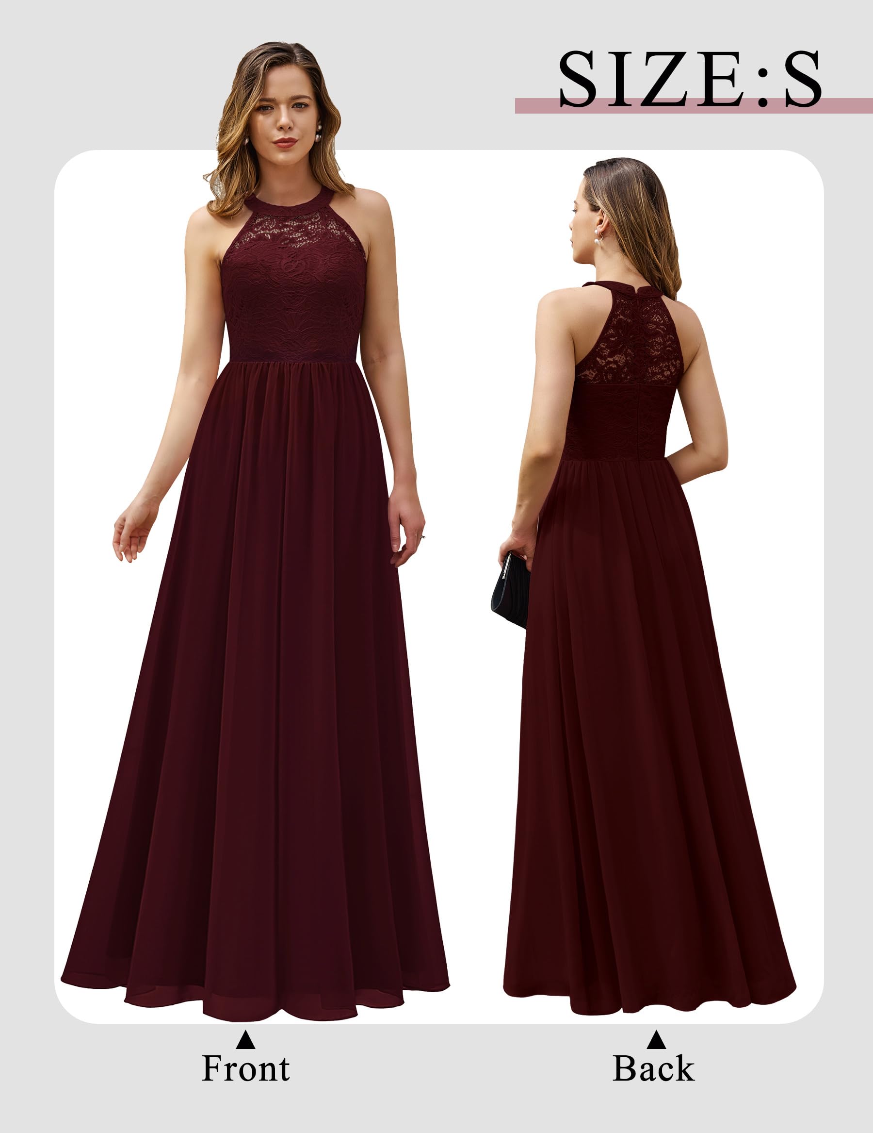 Wedtrend Women's Formal Prom Dress - Elegant Halter Neck Long Gown with Floral Lace for Bridesmaids, Evening Parties, and Special Occasions