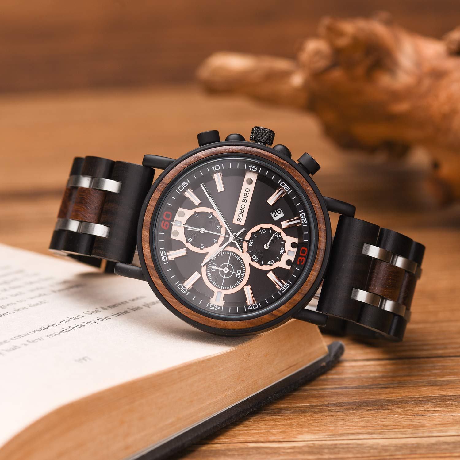 BOBO BIRD S18-1 Personalized Engraved Wood Watch for Men - Custom Wooden Wristwatch Gift for Husband, Boyfriend - Birthday, Anniversary Present - Perfect for Casual Wear, Outdoor Activities & Special Occasions