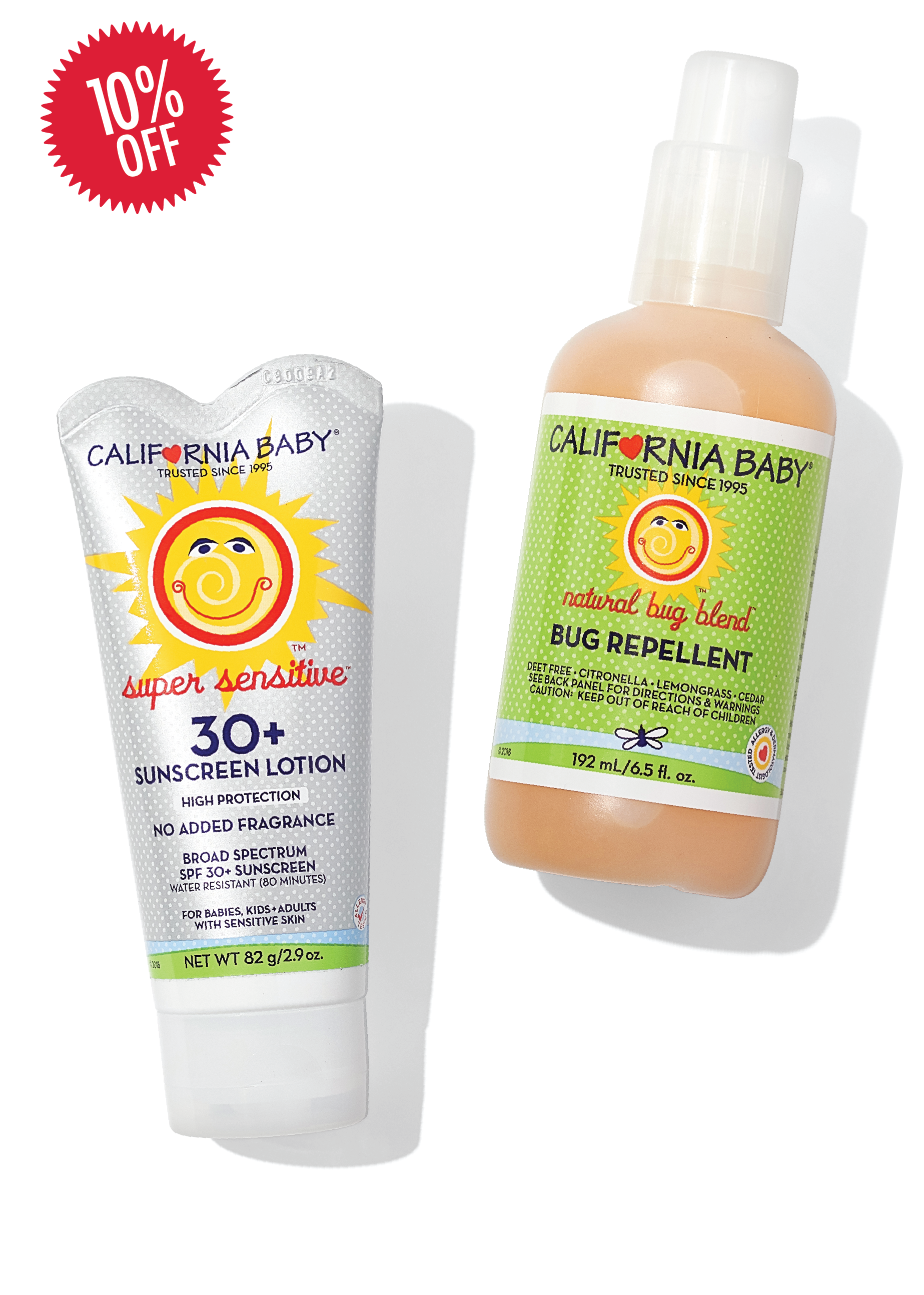Summer Protection™ Unscented Sunscreen & Bug Repellent Combo Pack - SPF 50 Sunscreen with DEET-Free Insect Spray for Outdoor Activities, Hiking, Beach & Camping