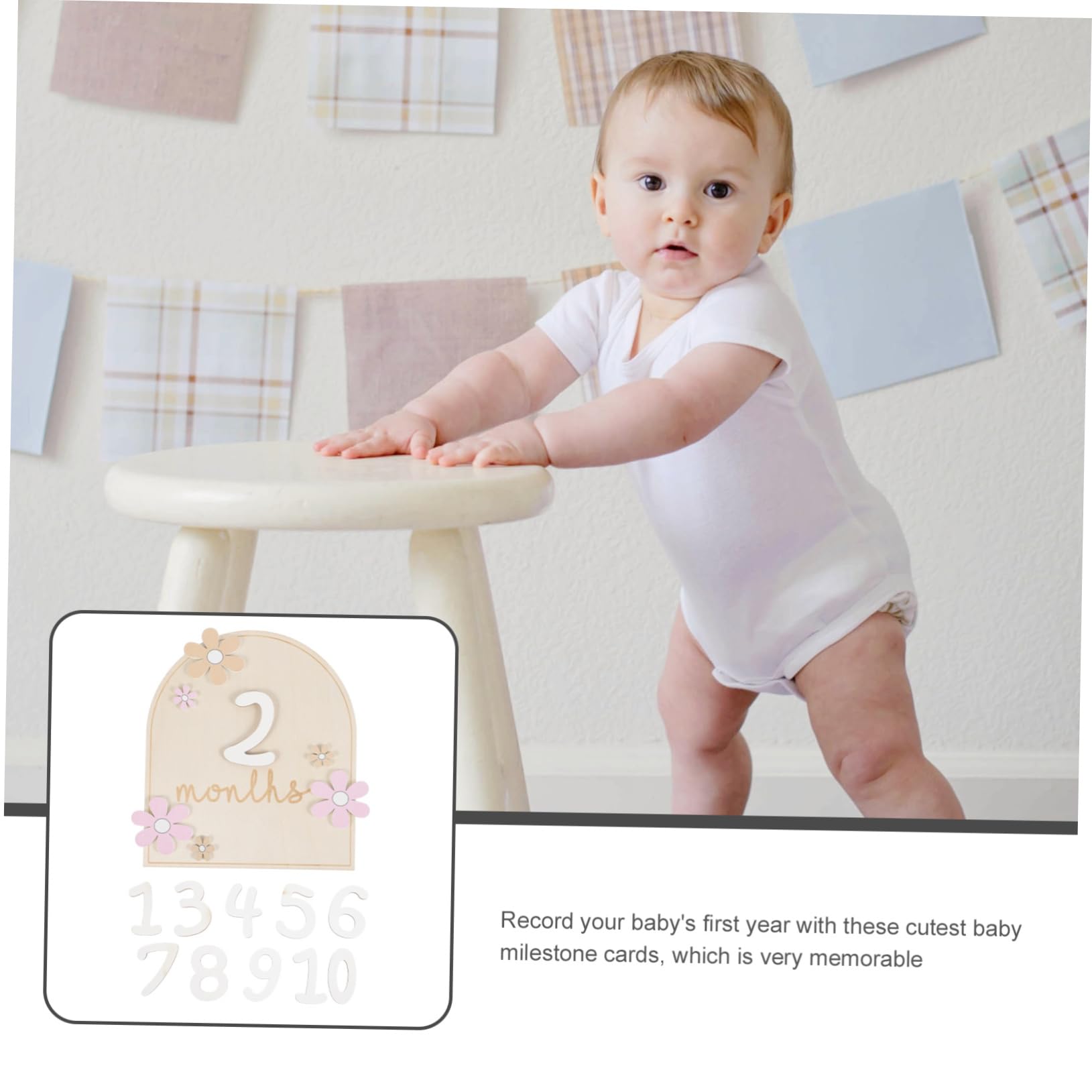 VICASKY Baby Milestone Cards - Wooden Monthly Growth Photo Props for Newborns, First Year Keepsake Frame - Perfect for Baby Showers, Birth Announcements & Nursery Decor