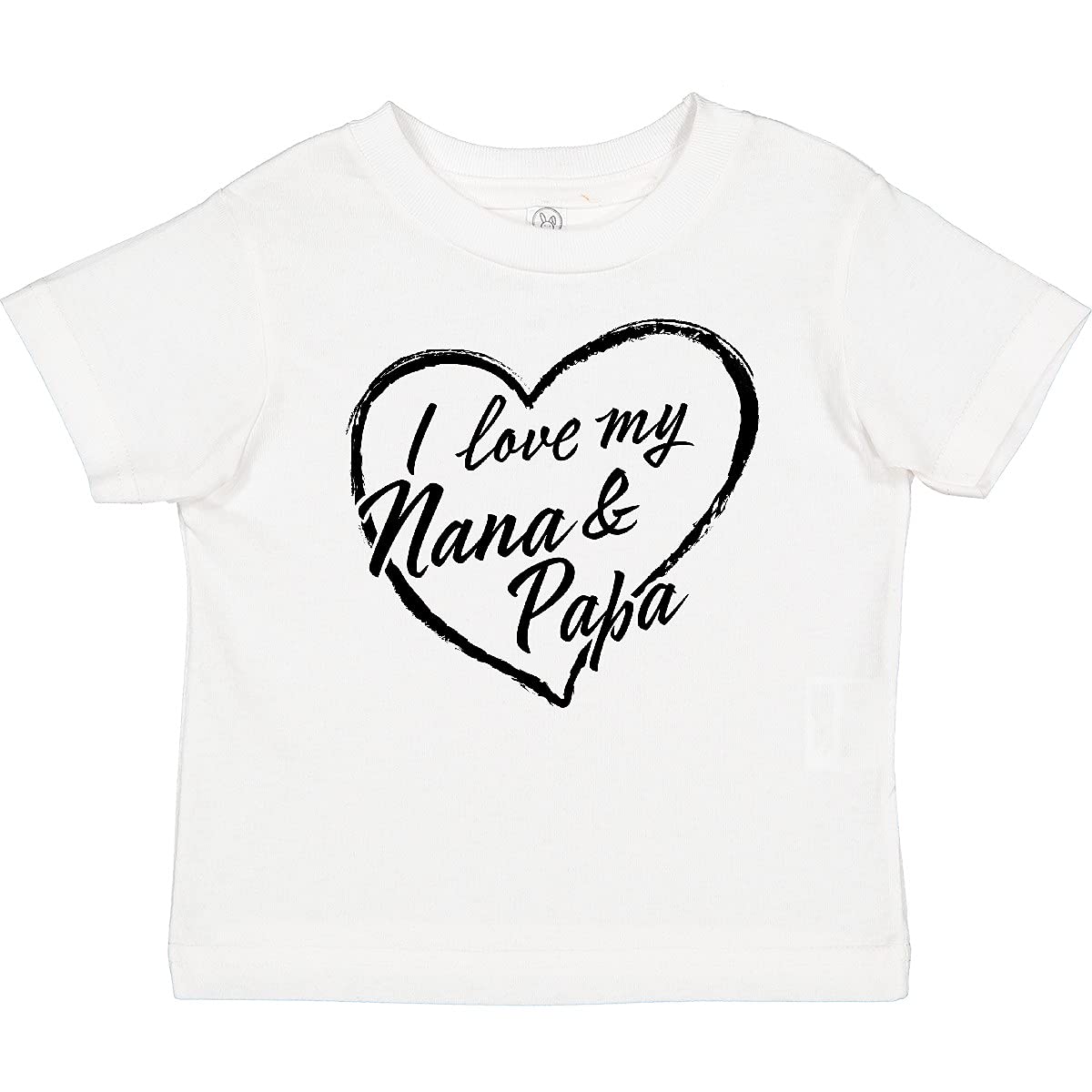 I Love My Nana and Papa Black Chalk Heart Baby T-Shirt | Cute Grandparent Apparel for Infants & Toddlers | Family Matching Outfits, Photo Shoots & Special Occasions