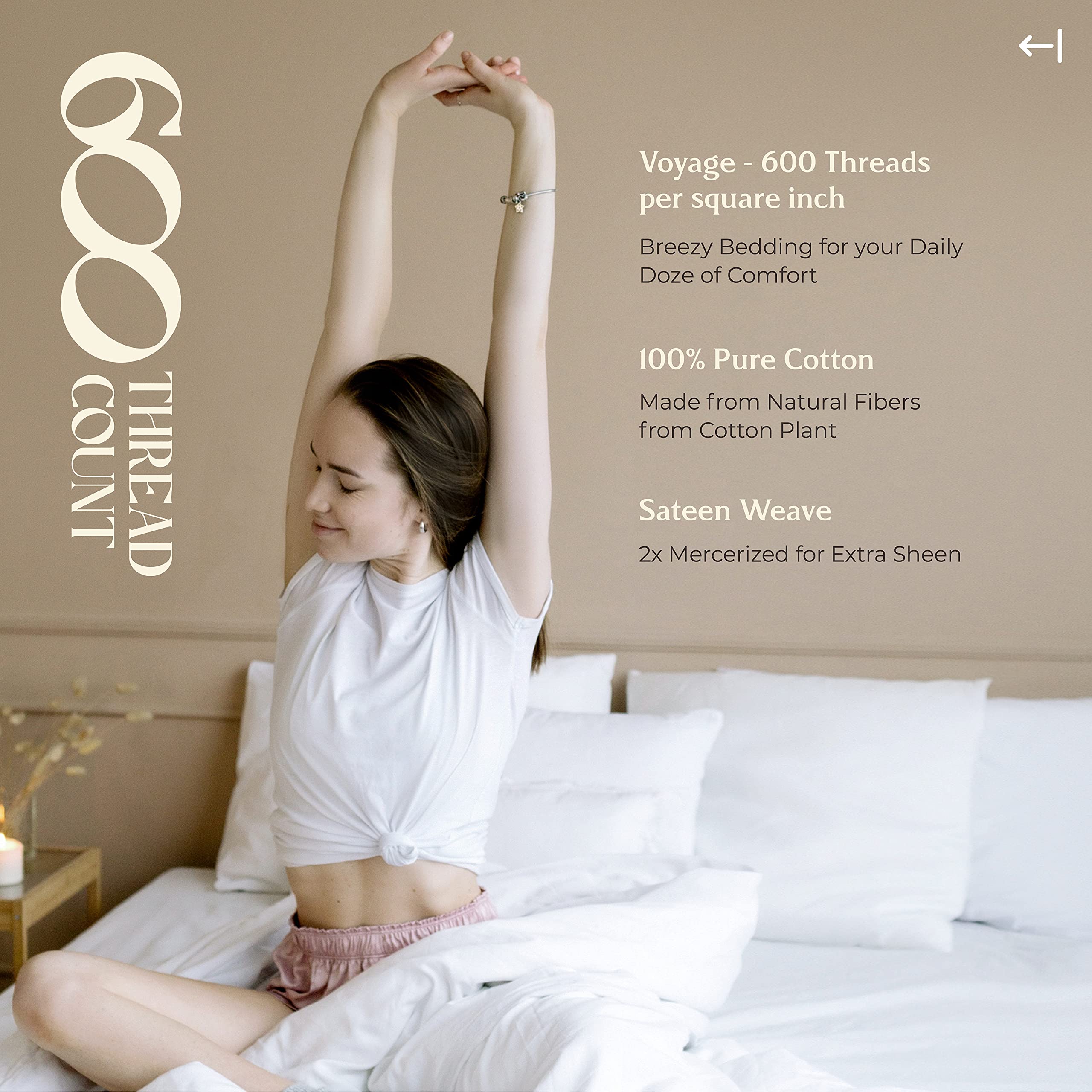 Premium 600 Thread Count 100% Egyptian Cotton Twin Sheet Set - 3 PC Soft & Cooling Luxury Bedding with 16