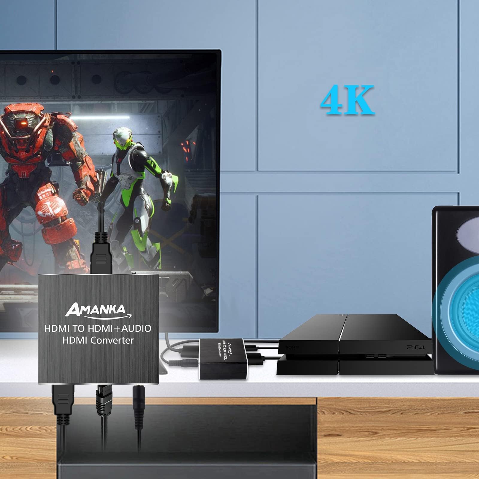 4K HDMI Audio Extractor with Optical & 3.5mm AUX Output - Supports PCM, DTS 5.1, HDCP, Dolby Digital - Convert HDMI to Optical/Headphone Audio (Black) - Perfect for Home Theater, Gaming & TV Sound Systems