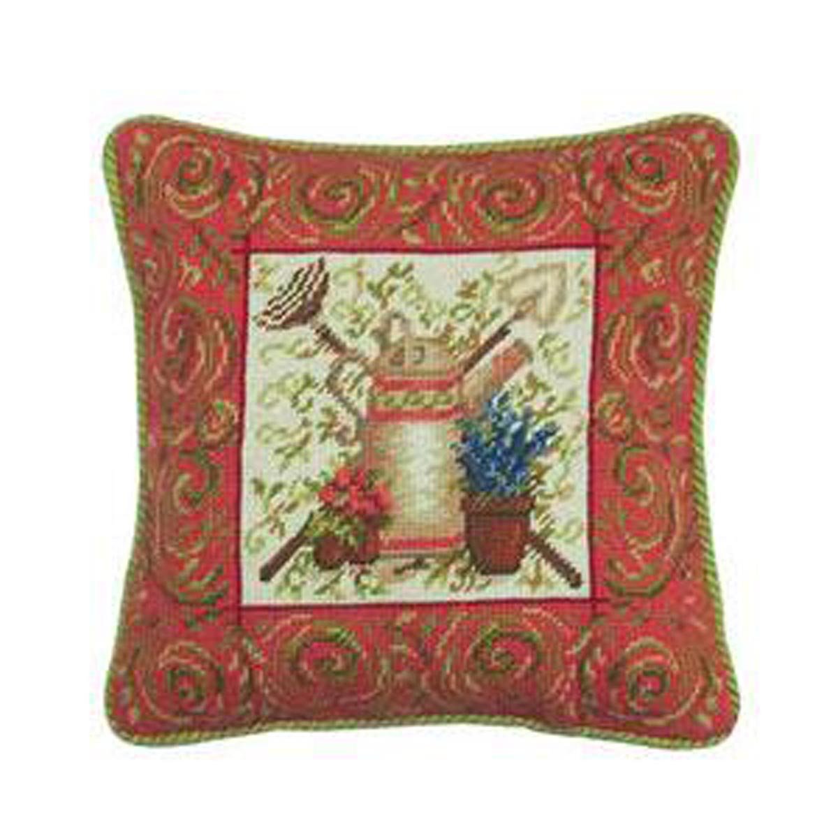 C&F Home Garden Tools #2 Needlepoint Decorative Throw Pillow 14