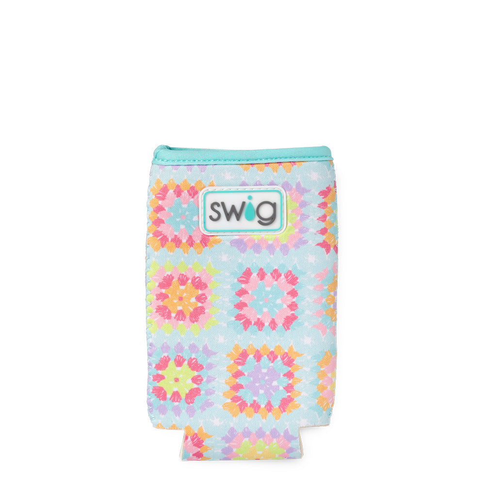 Crochet Granny Squares Slim Can Cooler Sleeve - Insulated Beverage Holder for 12oz Cans - Perfect for Parties, Picnics & Outdoor Events