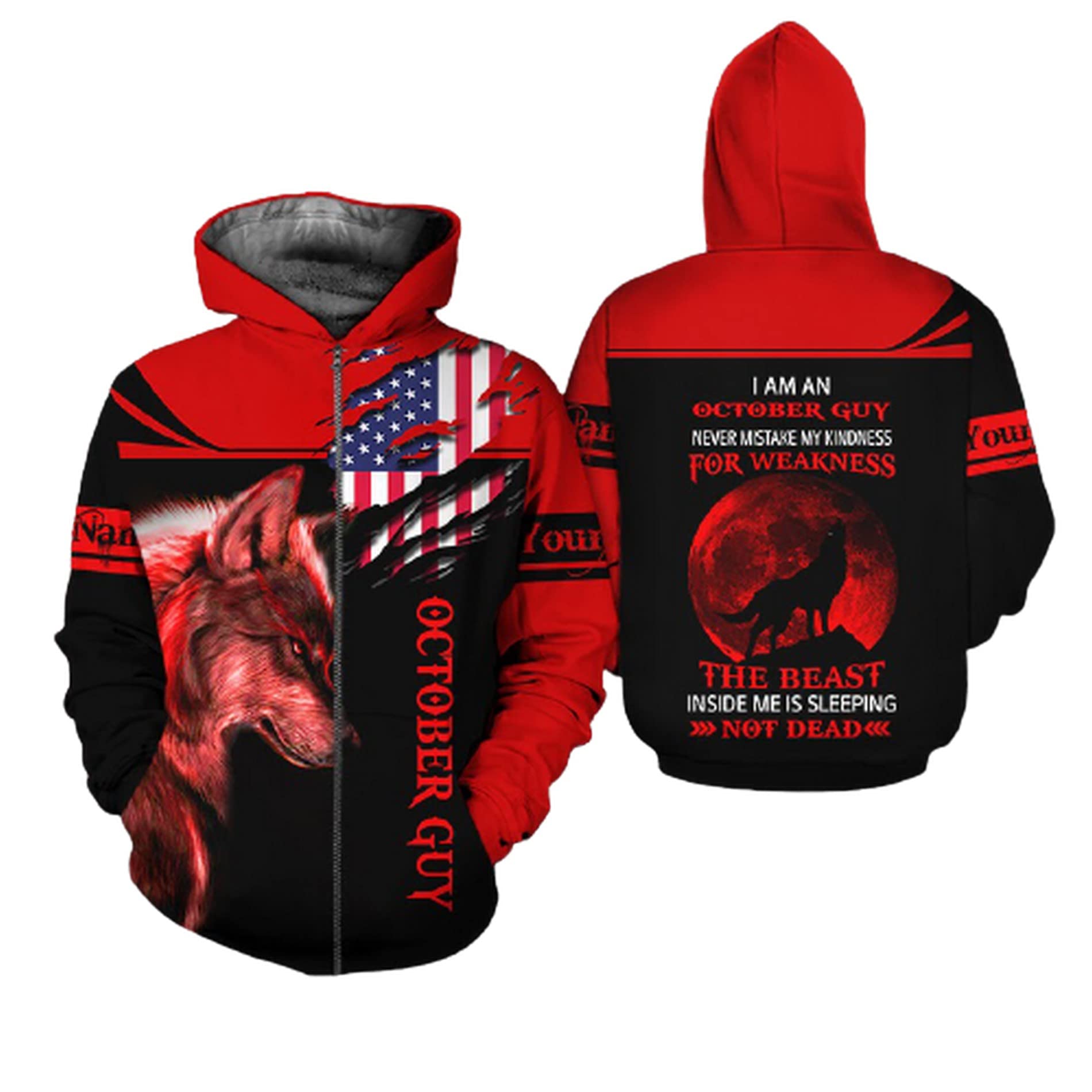 3D Printed October Guy Pullover Sweatshirt - Personalized Unisex Hoodie with Front Pocket | Christmas & Birthday Gift for Men and Women | Casual Wear, Street Fashion, Holiday Outfits