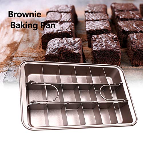 Hovico 18-Lattice Non Stick Brownie Baking Pan with Dividers - High Carbon Steel Oven Safe Brownie Tray with Built-In Slicer & Rack - Perfect for Homemade Brownies, Bars & Desserts Baking