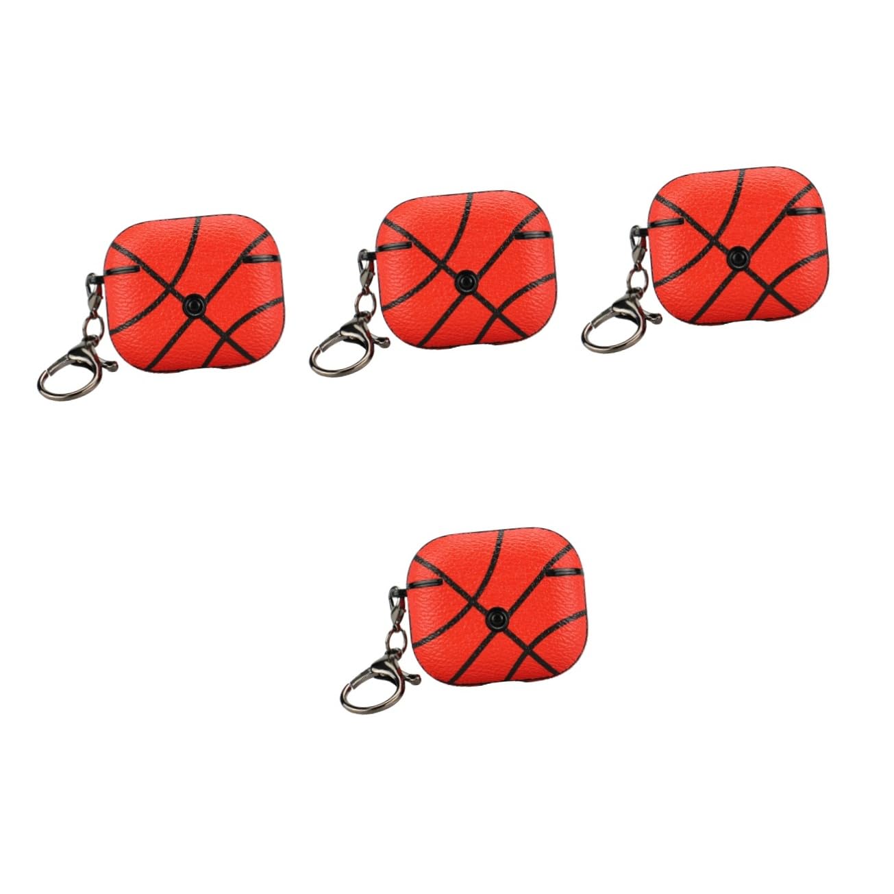 Angoily 4-Pack Genuine Leather Basketball Headphone Protective Covers - Compatible with AirPods Pro 1/2/3, Wireless Earbuds Case Protector for Sports & Workouts