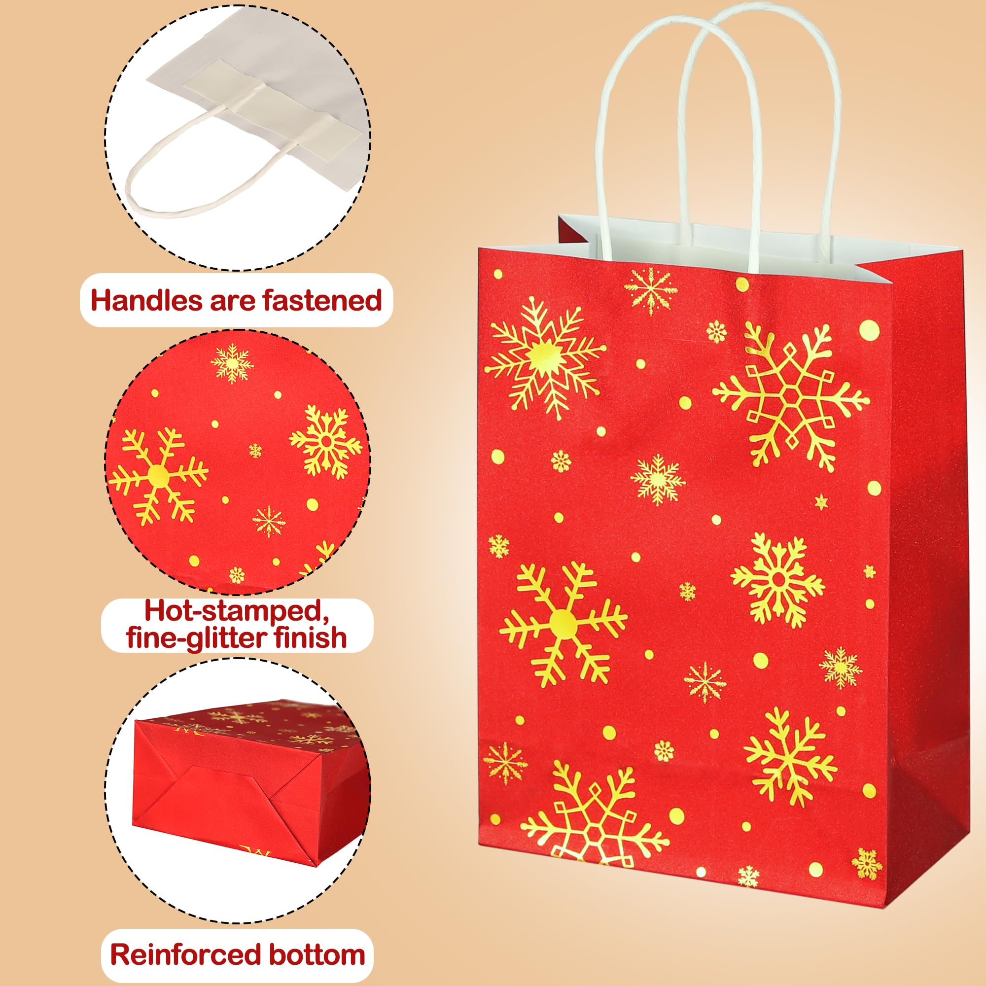 16Pcs Christmas Gift Bags with Tissue Paper - 8.6