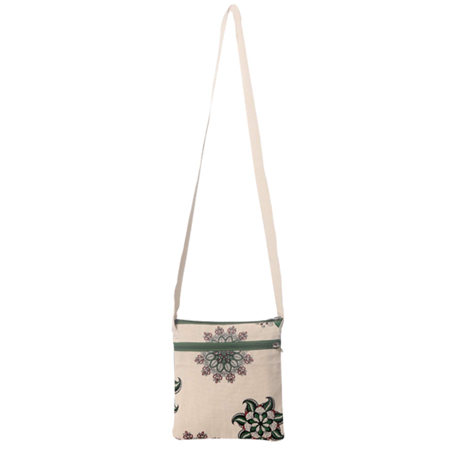 Greencraft Women's Cotton Crossbody Sling Bag - 8x8 Inch Small Shoulder Purse for Travel, Shopping & Daily Use