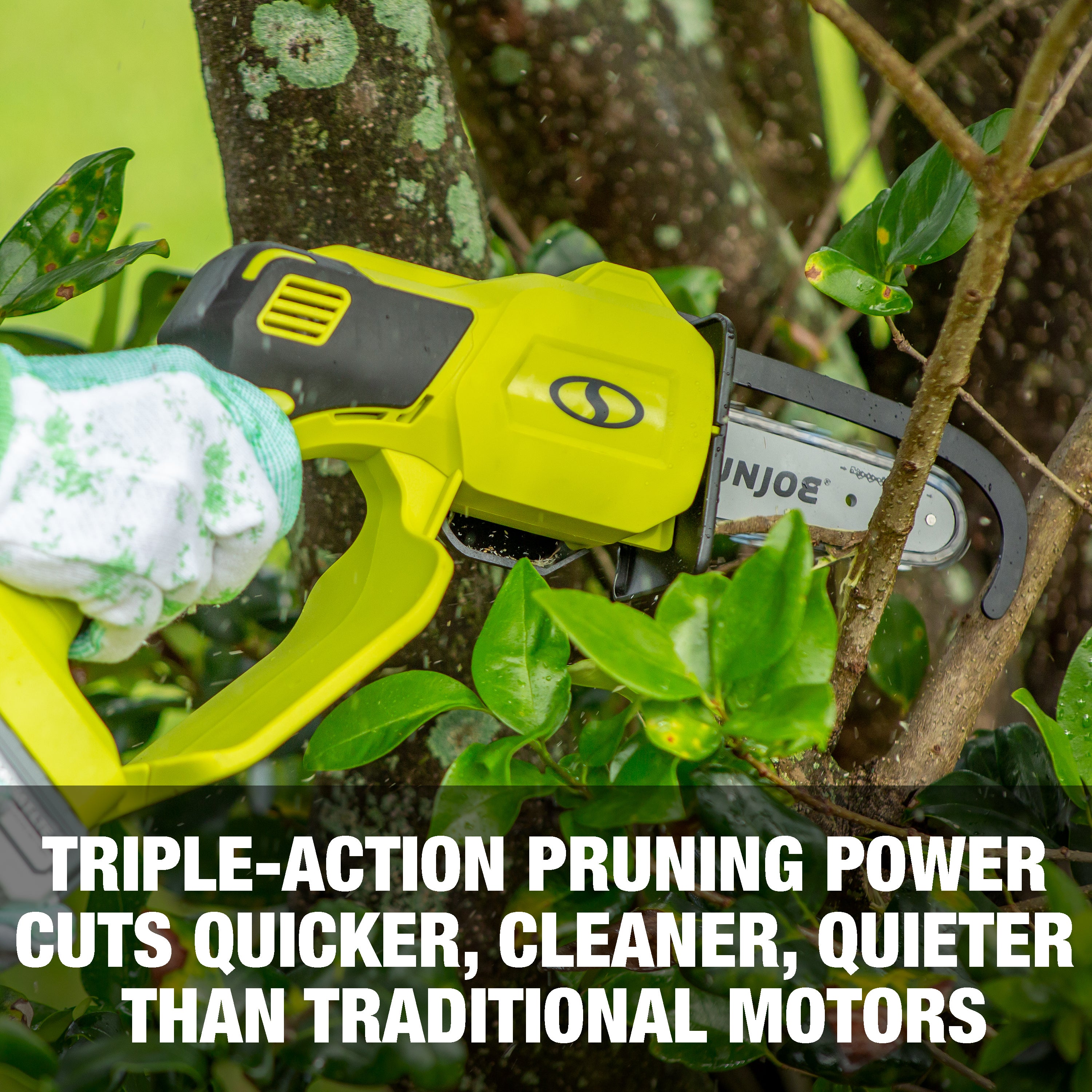 Sun Joe 24V IONMAX Cordless Handheld Chainsaw - 5 Inch Pruning Saw (Tool Only) | Lightweight Battery-Powered Chainsaw for Tree Trimming, Branch Cutting & Yard Maintenance | Perfect for Gardening, Landscaping & DIY Projects