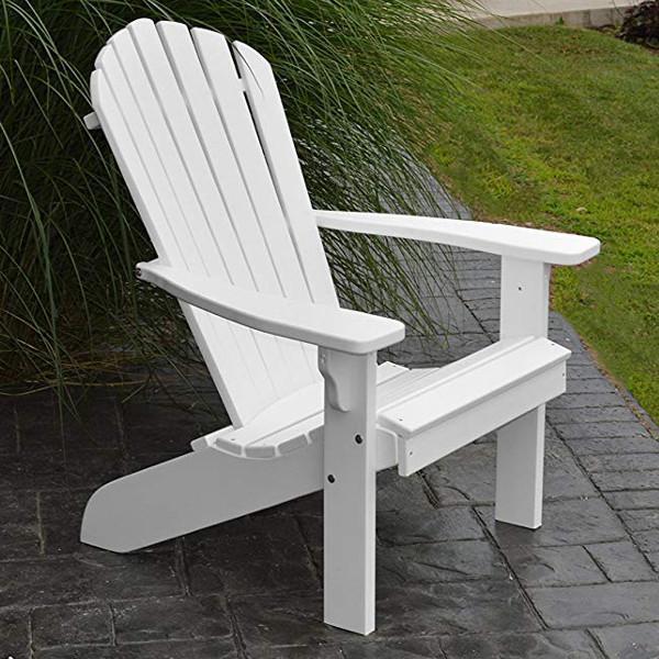 A&L Furniture Poly Fanback Adirondack Chair with White Frame - Durable Outdoor Patio Furniture for Garden, Poolside & Backyard Relaxation