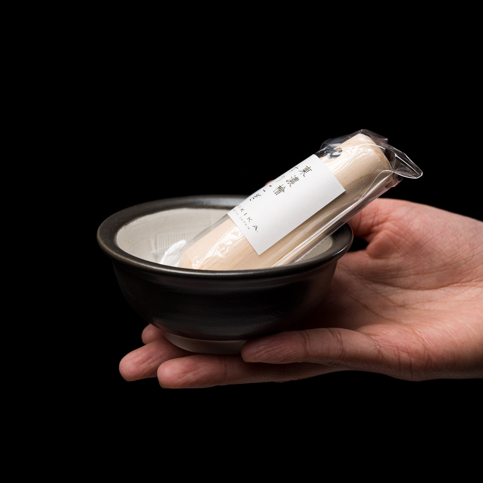 Premium Mini Japanese Seasoning Set - Authentic Suribachi & Surikogi Mortar and Pestle (Black) - Perfect for Grinding Spices, Herbs & Matcha Tea at Home