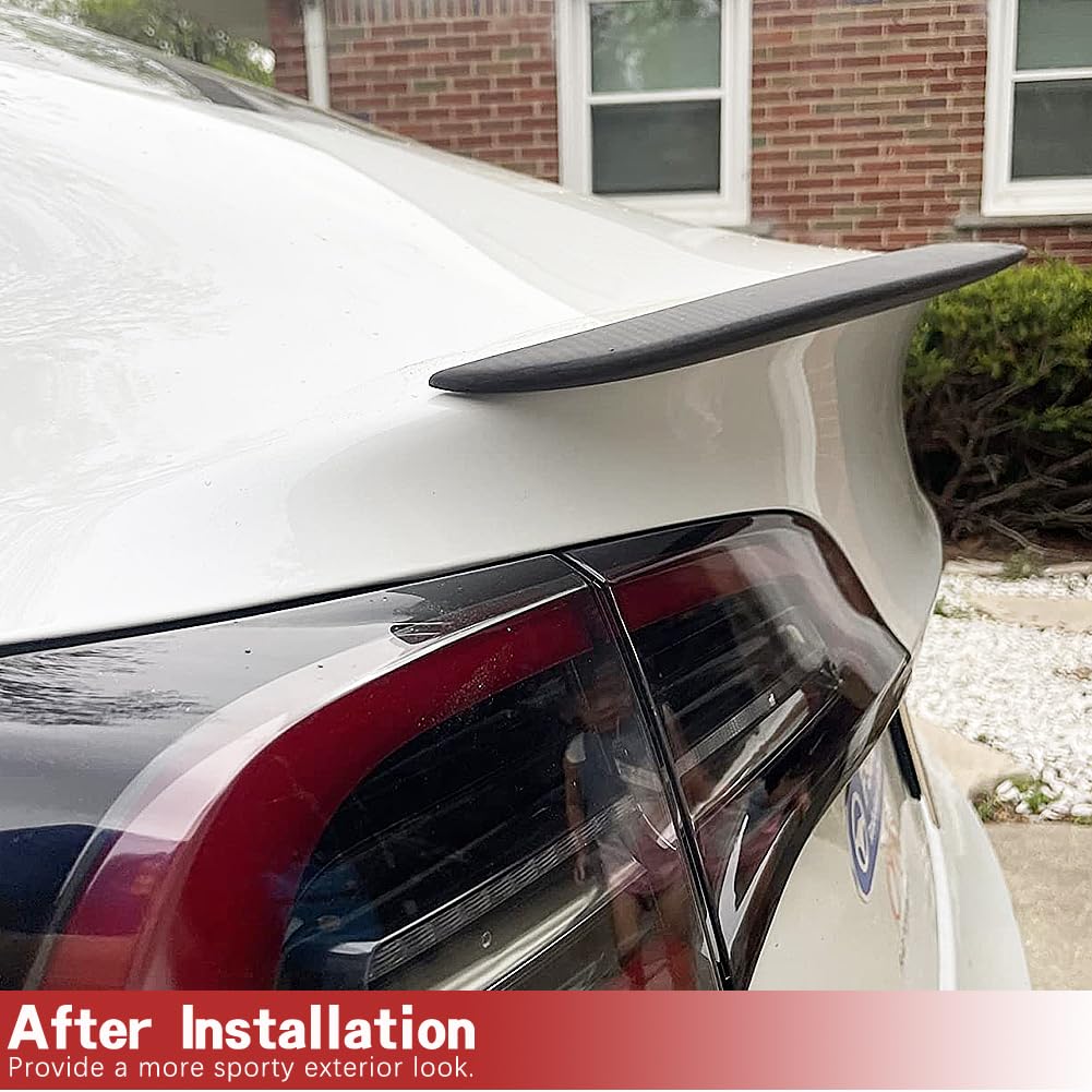 Premium Real Carbon Fiber Rear Trunk Spoiler for Tesla Model 3 (2017-2023) - Matte Black OEM Style Wing | Enhance Aerodynamics & Sporty Look | Perfect for Car Enthusiasts & Performance Upgrades