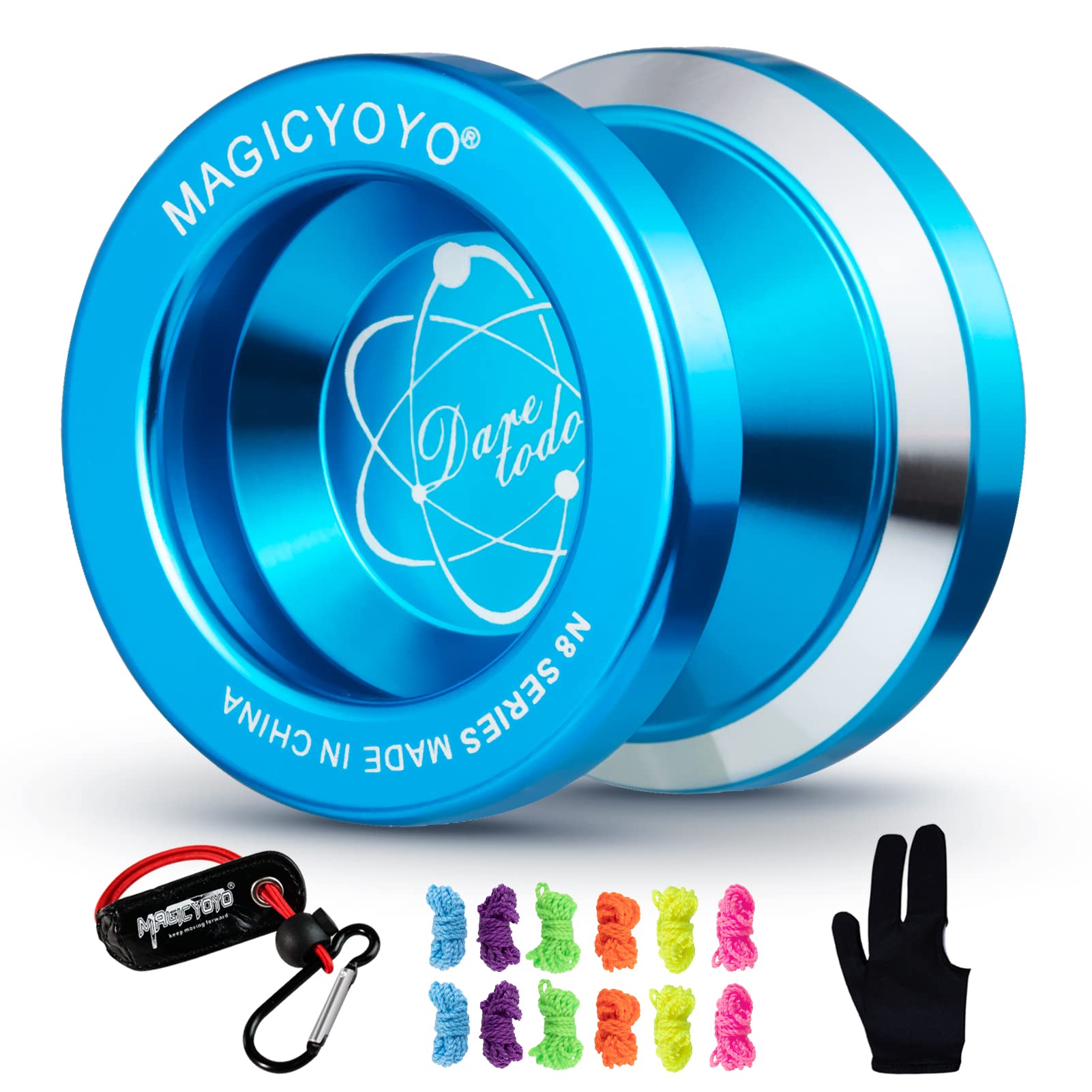 MAGICYOYO N8 Professional Unresponsive Aluminum Metal Yoyo for Kids & Advanced Players - Includes Yoyo Glove, Holster & 6 Strings - Perfect for Tricks, Competitions & Skill Development