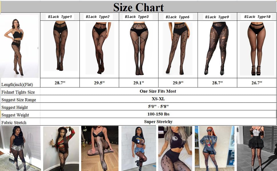 XIUSEMY Women's Sexy Fishnet Stockings - Patterned Thigh-High Lace Tights & Black Pantyhose for Party, Cosplay, Halloween Costume