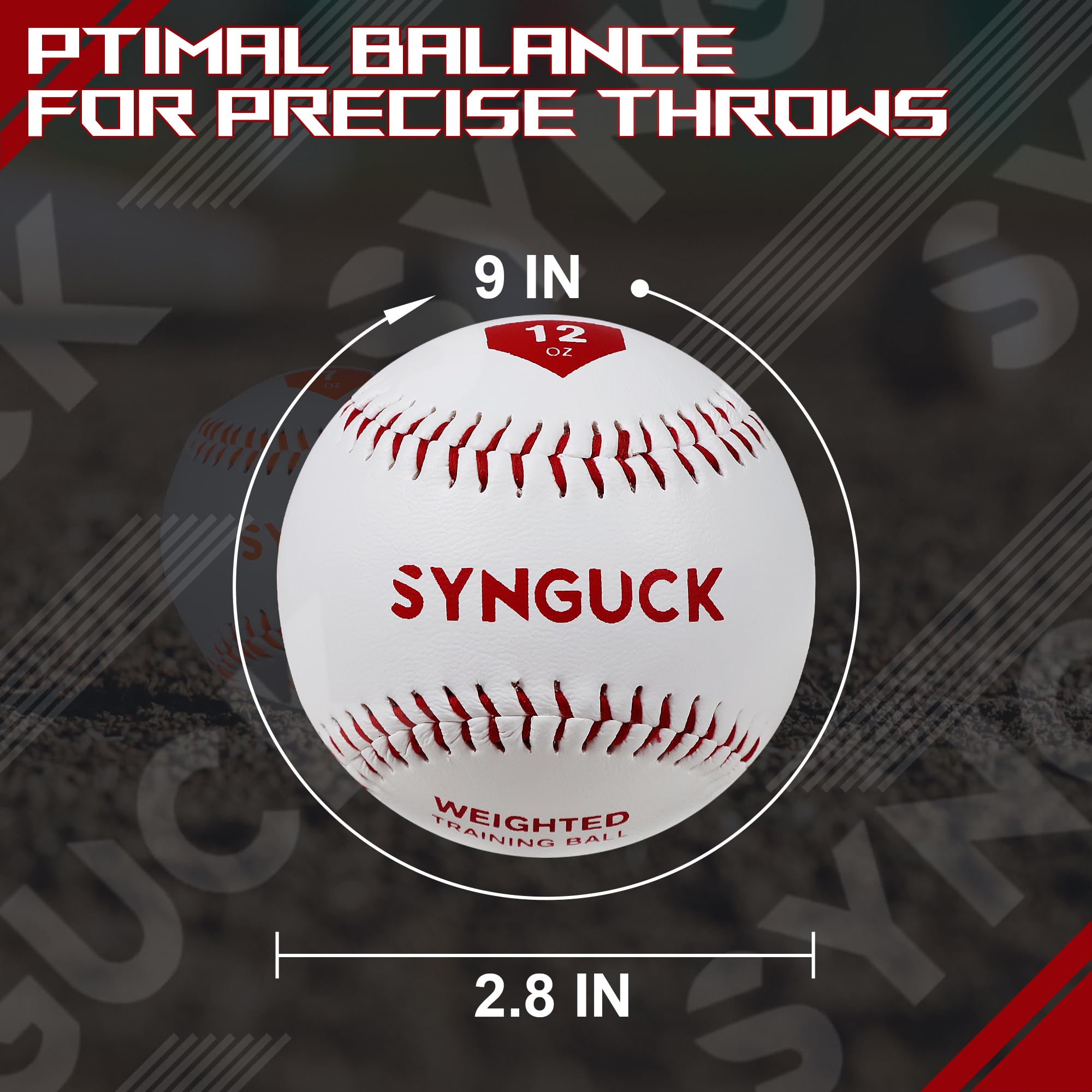 SYNGUCK Weighted Baseballs Set of 6 (4/6/7/9/10/12oz) - Improve Pitching Speed & Strength Training for Baseball Players - Perfect for Pitching Practice, Velocity Training & Arm Conditioning