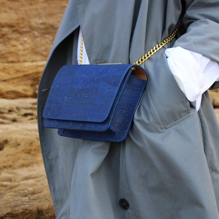 Alpha Handcrafted Cork Vegan Crossbody Bag for Women | Navy Blue | Eco-Friendly Purse for Travel, Shopping & Everyday Use