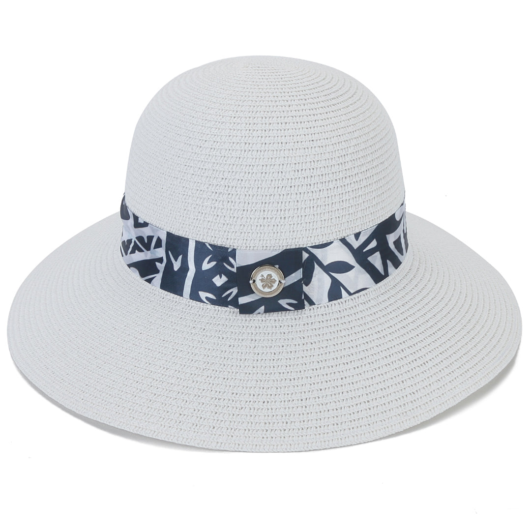 Orchid White Tapa Navy Hat for Women - Stylish Summer Sun Hat for Beach, Outdoor, and Travel Accessories
