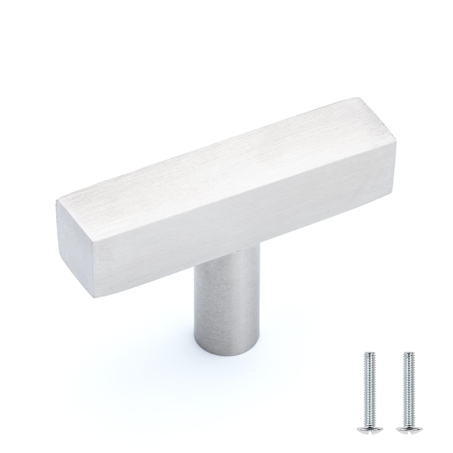 Stainless Steel Square Pull Handles 10 Pack - Brushed Nickel Cabinet Drawer Pulls for Kitchen, Bathroom, Dresser & Furniture - 2 Inch Euro Bar Hardware for Cabinets & Drawers - Durable & Stylish Home Upgrade