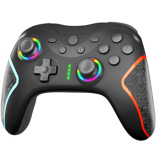 Wireless Switch Pro Controller for Nintendo Switch/Switch Lite/Switch OLED - 1000mAh Battery, LED Color Lights, Wake-Up Function, Programmable Buttons, Adjustable Turbo & Dual Vibration - Perfect for Gaming, Travel & Multiplayer Sessions