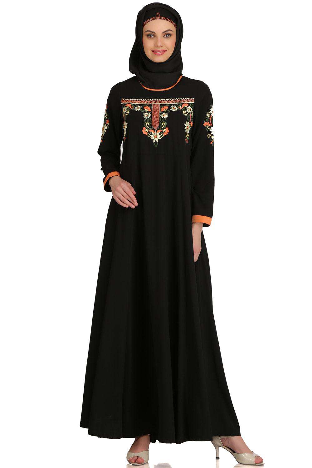 Madeeha Black Nida Umbrella Abaya - Islamic Prayer Dress for Women - Perfect for Mosque, Eid & Special Occasions
