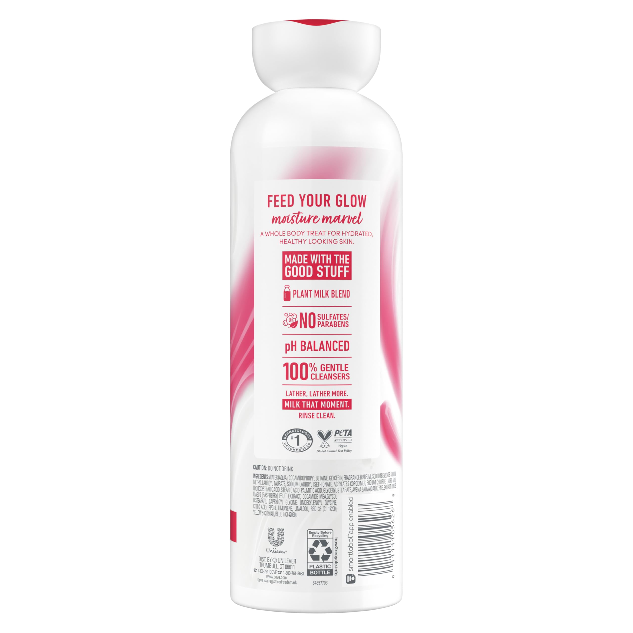 Dove Plant Milk Body Wash with Oat Milk & Berry Brulee - Sulfate-Free, Paraben-Free, pH Balanced Gentle Cleanser for Dry & Sensitive Skin (17.5 fl oz) | Hydrating Shower Gel for Daily Moisturizing & Relaxing Bath Time