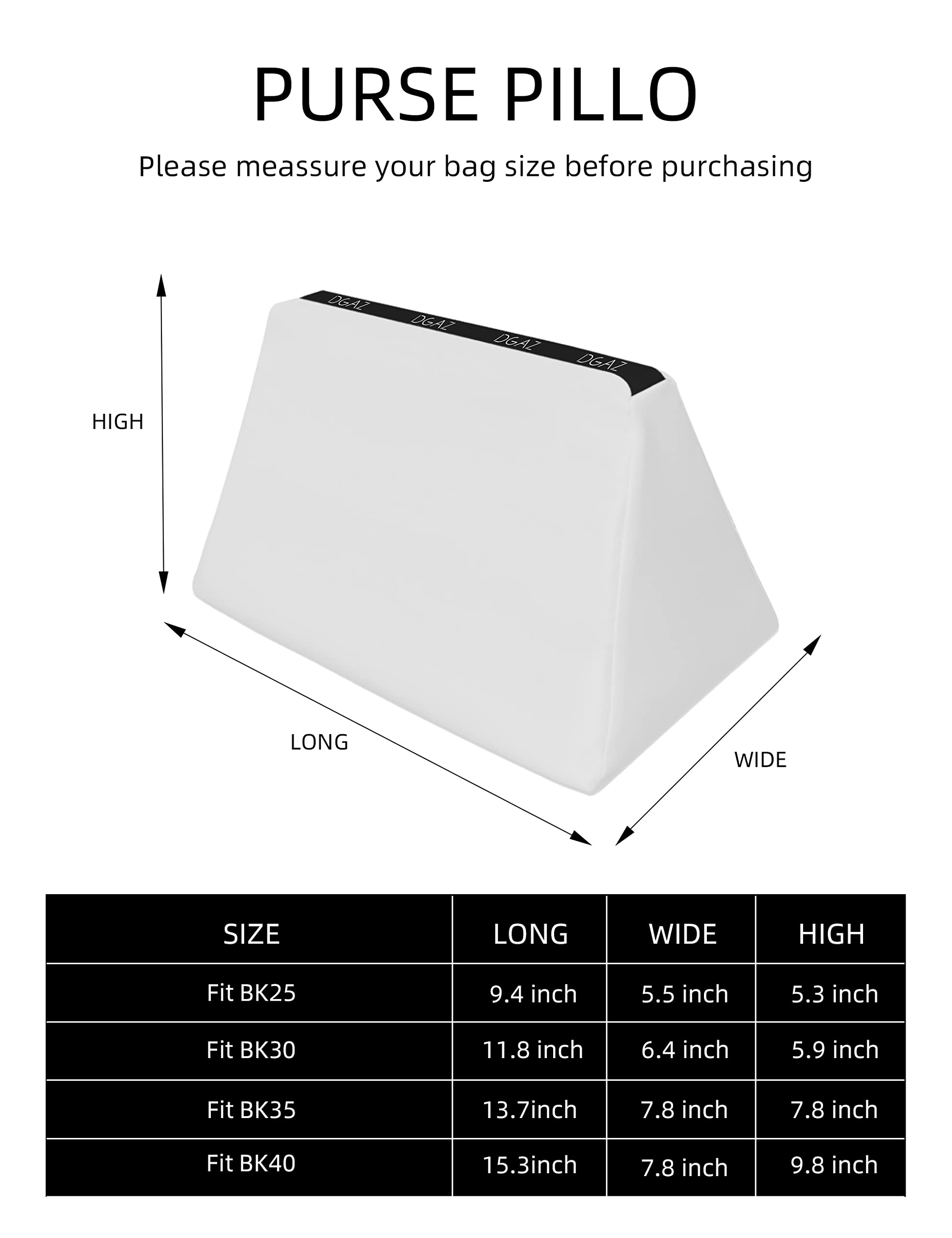 Premium DGAZ Purse Organizer & Handbag Shaper - White Luxury Silk Insert for Birkin 25 | Keeps Your Designer Bag Structured & Tidy | Perfect for Travel, Work & Everyday Use