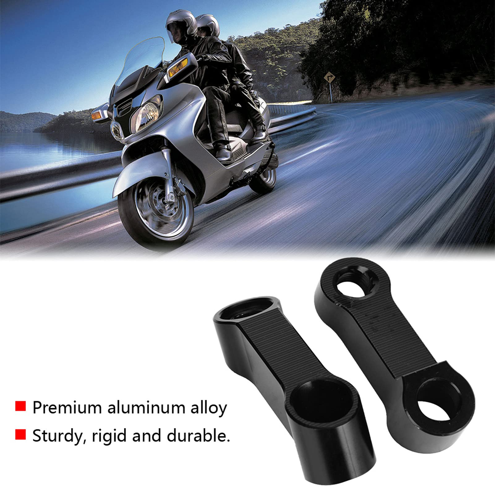 2PCS Motorcycle Mirror Extenders - 10mm & 8mm Stem Mirror Mount Riser Adapters for Enhanced Visibility & Safety | Perfect for Harley, Honda, Yamaha & More | Ideal for Touring, Commuting & Highway Riding