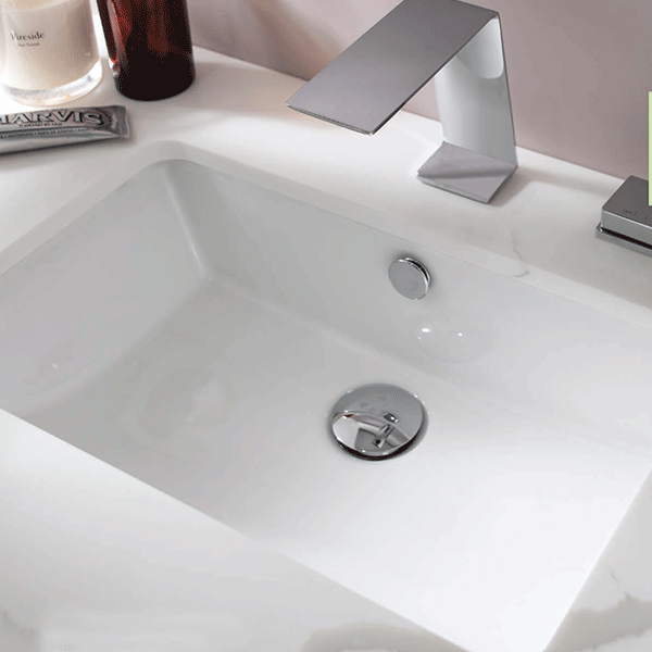 ADP Nesa 530 x 340mm White Undermount Bathroom Sink - Perfect for Modern Vanities and Small Space Bathroom Renovations