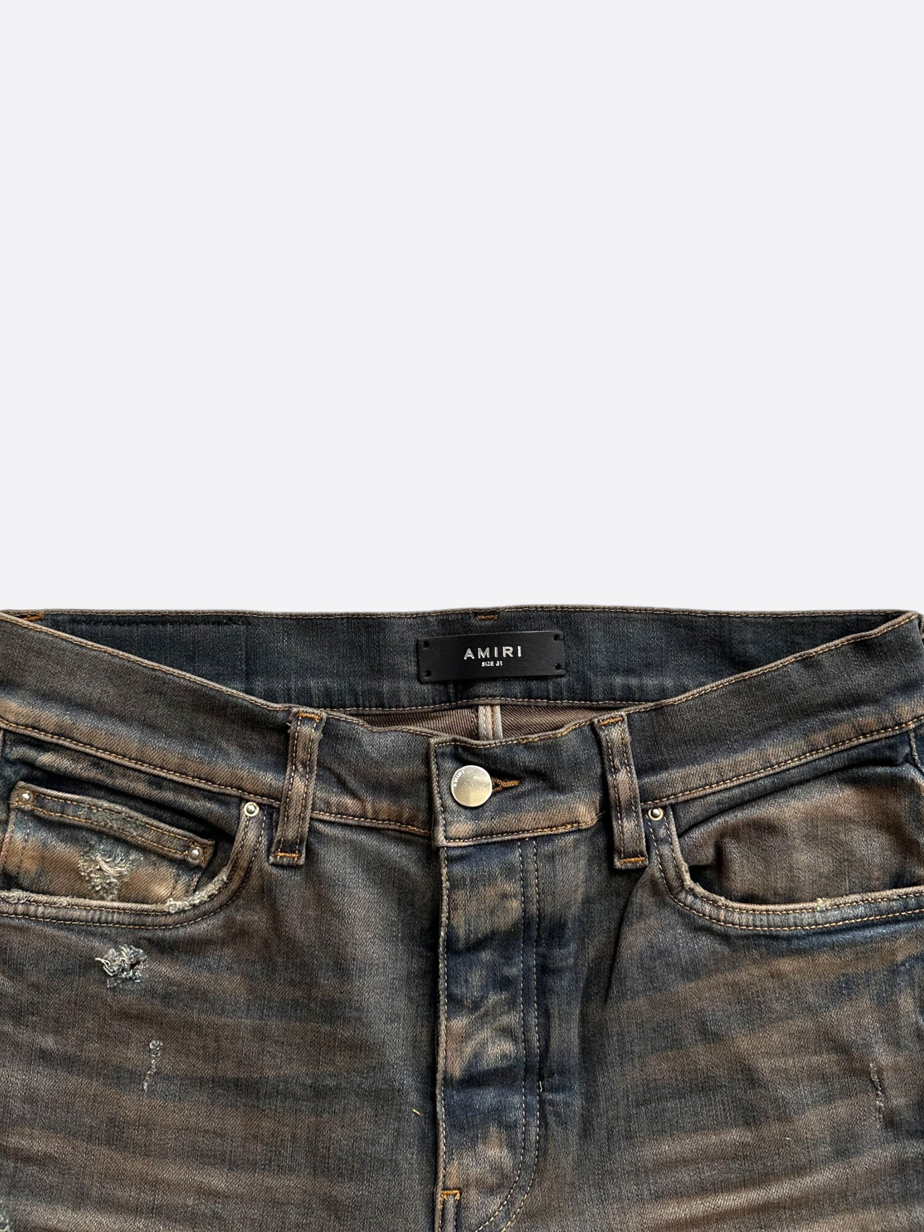 Amiri Dark Indigo Plaid Patch MX1 Jeans for Men - Premium Designer Denim Pants with Unique Plaid Details | Perfect for Casual Outfits, Streetwear & Night Out Looks