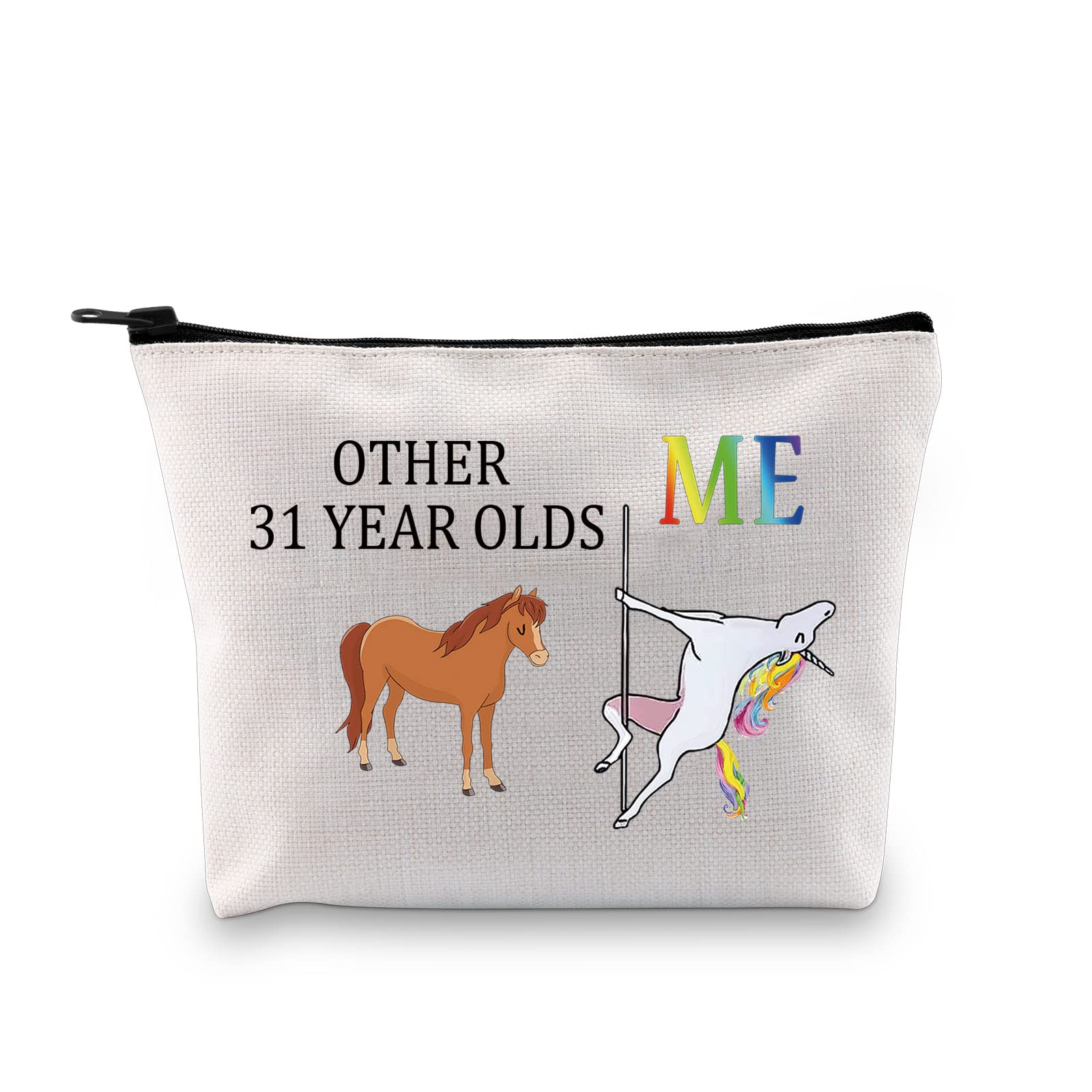 **Funny 31st Birthday Gifts for Women - Unicorn Makeup Cosmetic Bag - Perfect for 31-Year-Olds, Birthday Parties & Travel Essentials**