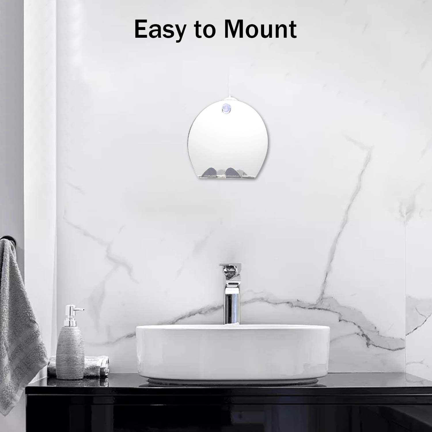 Fogless Shower Mirror for Shaving - Anti-Fog Bathroom Mirror with Strong Suction, Portable Handheld Round Mirror for Makeup, Beard Grooming & Travel - Perfect for Steam-Free Shaving & Daily Grooming Routine
