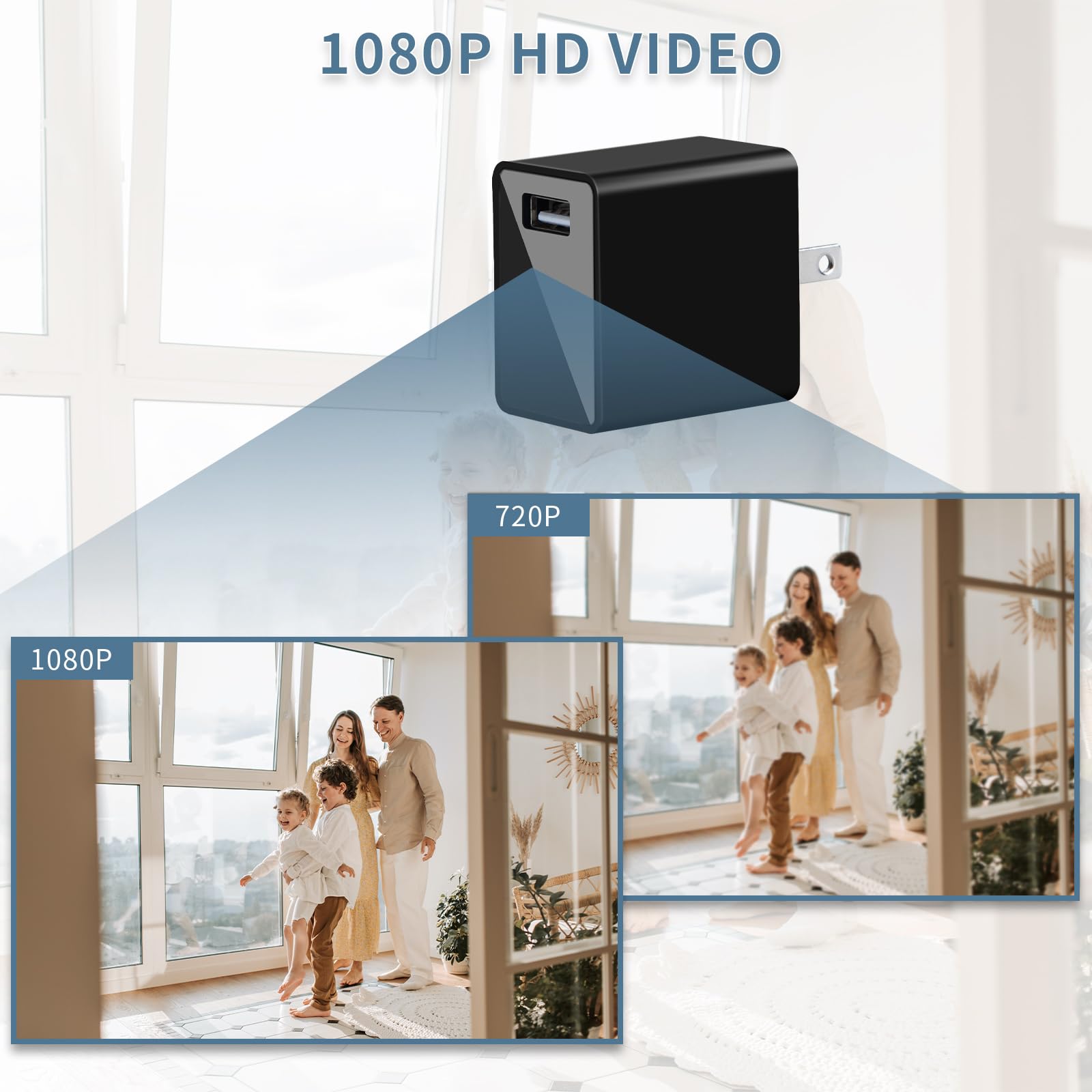 1080P HD Hidden Camera Charger - Wireless Spy Cam with Motion Detection, Mini USB Nanny Cam for Home Security, Office, Baby & Pet Monitoring - Ideal for Elderly Care & Indoor Surveillance