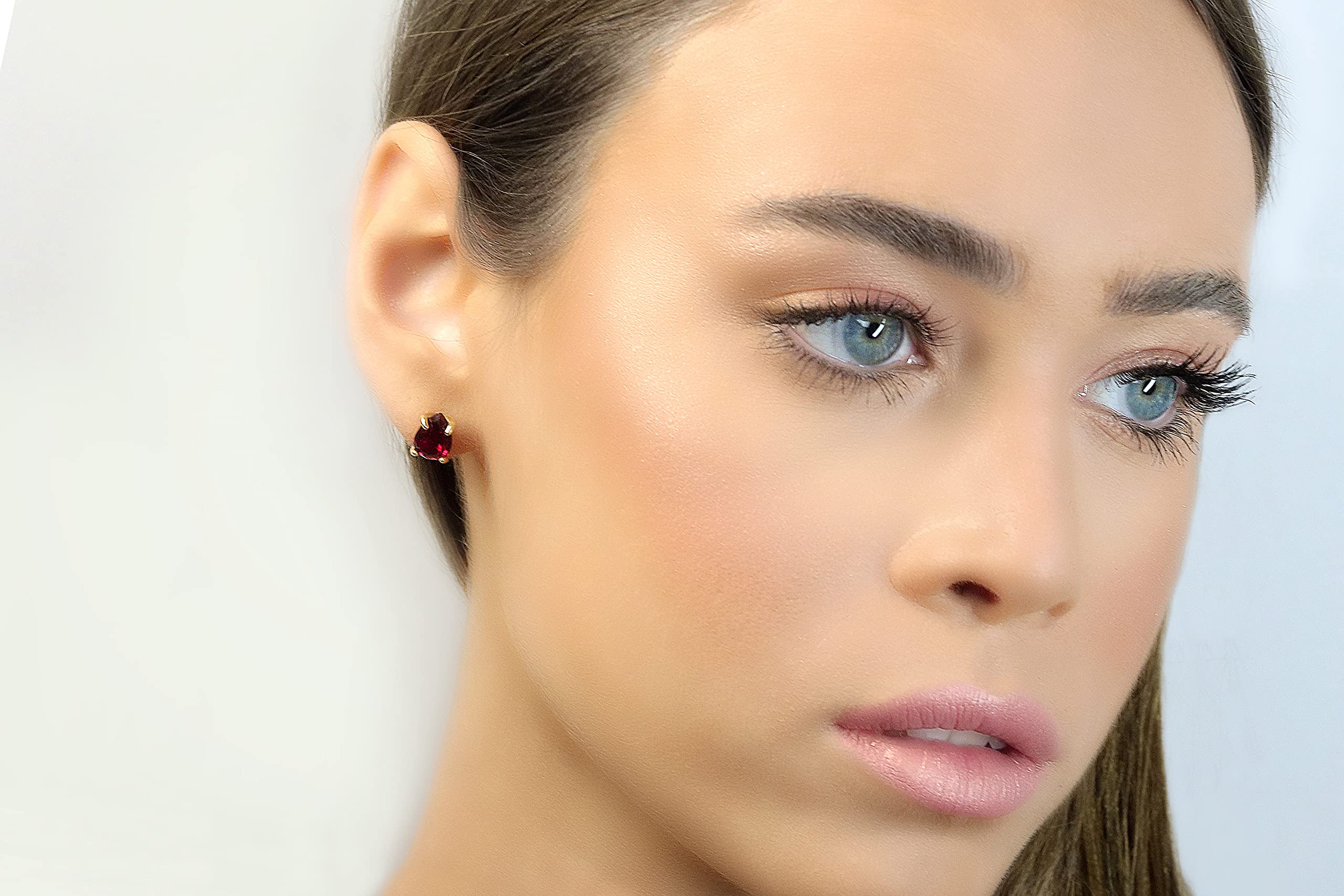 Red Garnet Stud Earrings for Women - January Birthstone Jewelry | Handmade Pear Gemstone Earrings | Dainty Everyday Jewelry Gift with Signature Box | Perfect for Birthdays, Anniversaries & Special Occasions