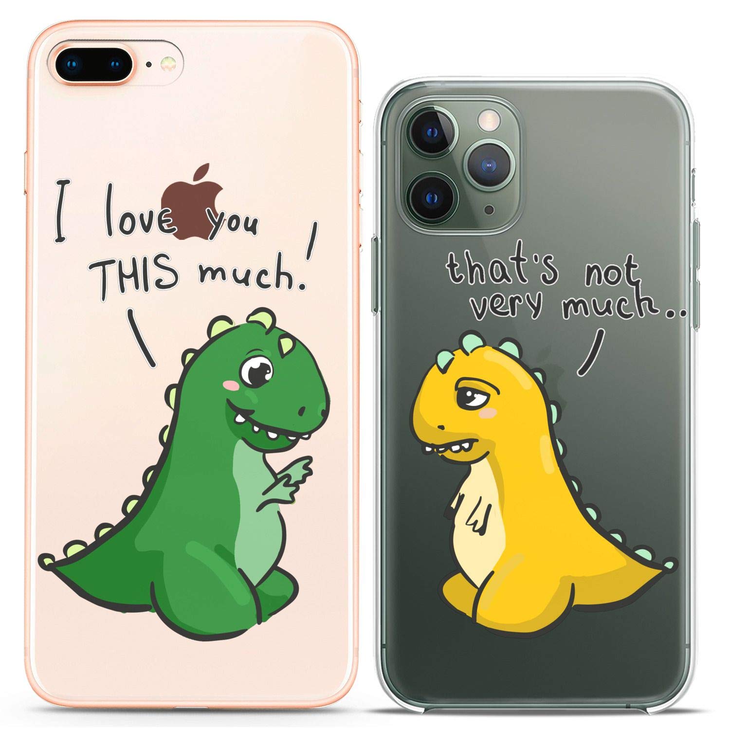 Matching Couple Phone Cases for iPhone 16/15/14/13/12/11 Pro Max/Mini/Xs/X/6s/8 Plus/7+/Xr/10/SE/5 - Clear Slim Flexible Cover with 